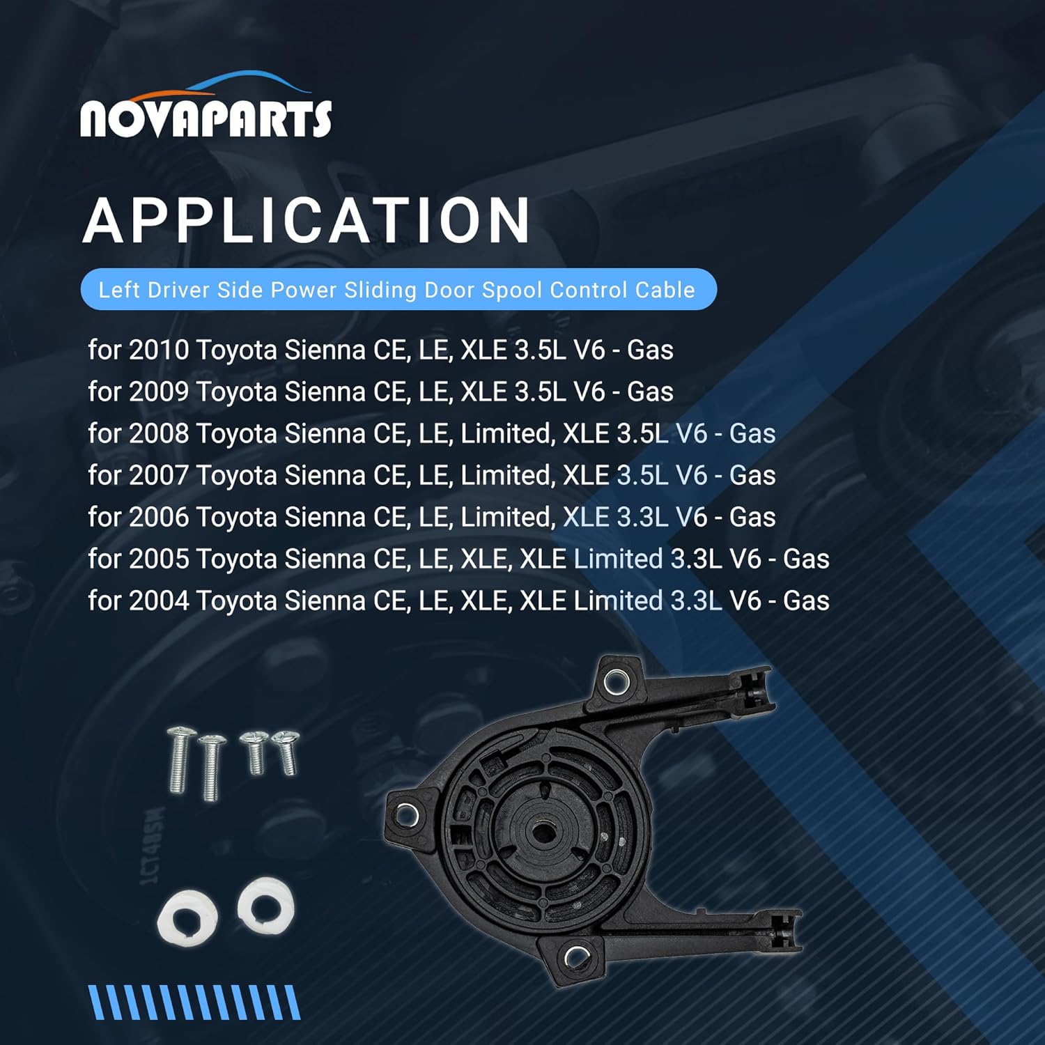 85620-08052 Left Driver Side NOVAPARTS Power Sliding Door Cable Kit Compatible with 2004-2010 Toyota Sienna, Replaces 924-578 69641-08030 Spool Control Assembly w/o Motor