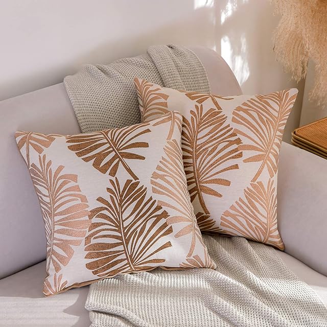 Btyrle Cushion Covers Pack of 2 Decorative Velvet Throw Pillow Cover Soft Pillowcases with Invisible Zipper for Sofa and Couch 45x45cm 18x18 Inch Brown