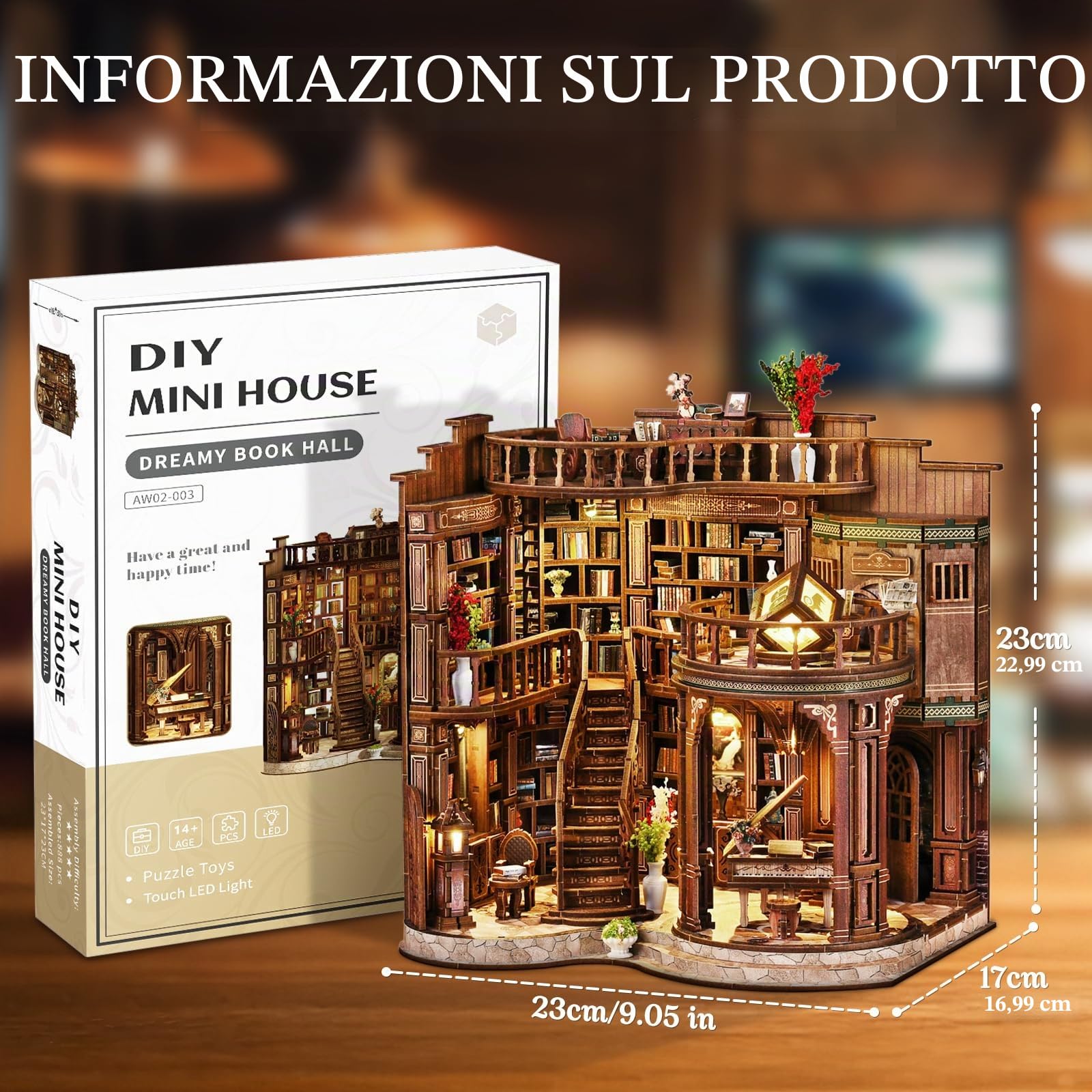 Kit Book Nook, Kit Fai da Te per Angolo Libri in Miniatura per Casa delle Bambole, Puzzle 3D in Legno per Libreria Decorativa per Adolescenti e Adulti