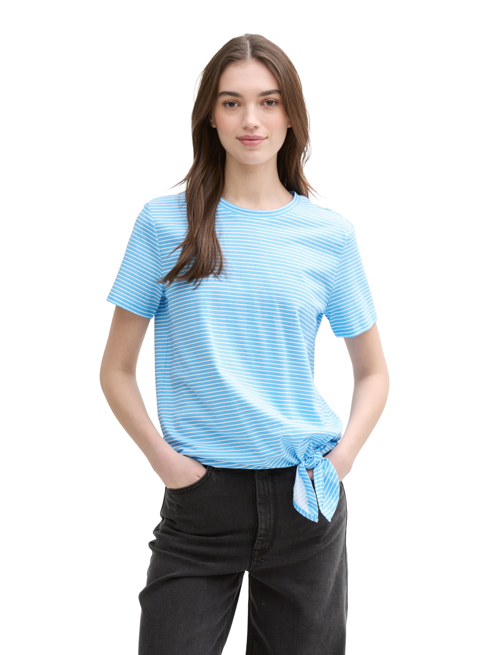 TOM TAILOR Denim Women's T-Shirt, 37813 - Blue White Stripe, L