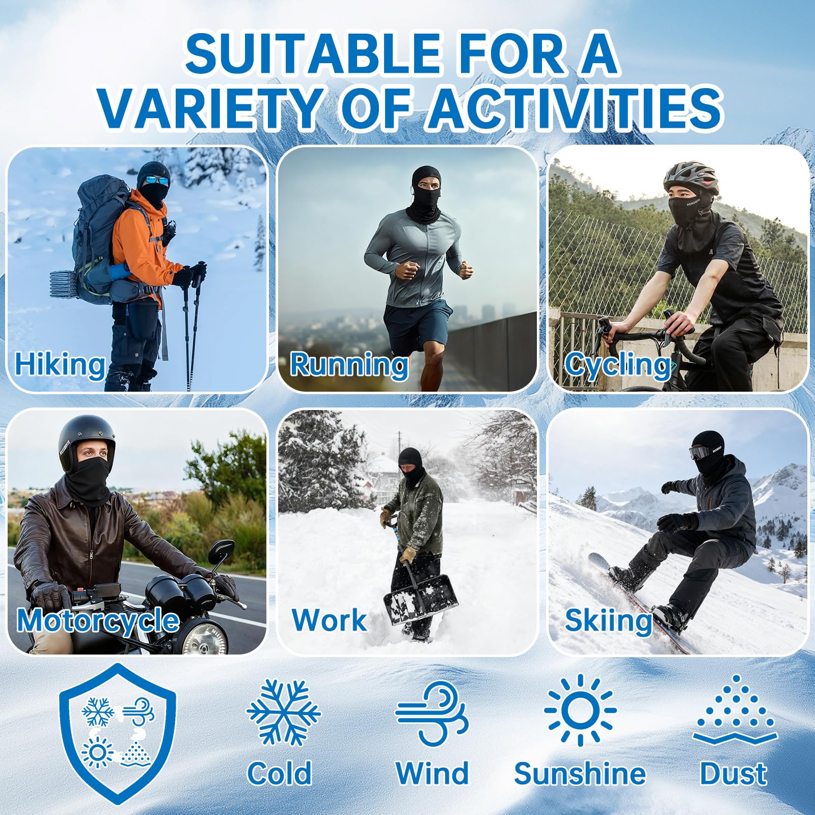 Sturmhaube Motorrad Winter Balaclava Skimaske Warme Fleece Winddicht Sturmmaske für Outdoorsports Radfahren Ski Motorrad Herren Damen Einheitsgröße