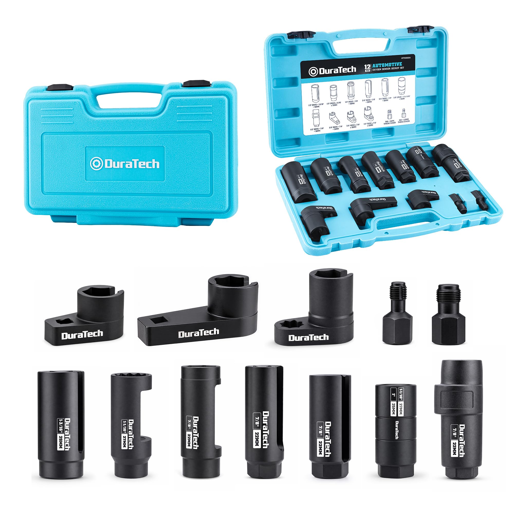 DURATECH 12PCS O2 Oxygen Sensor Socket Set with Storage Case