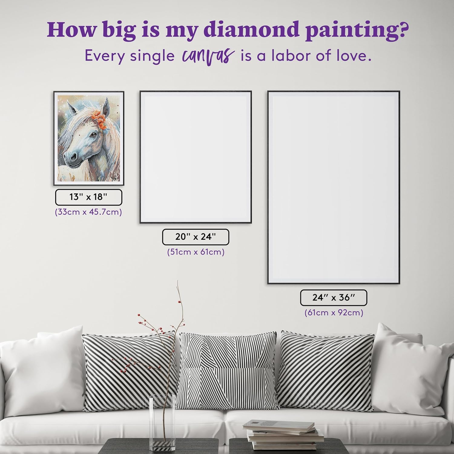 DIAMOND ART CLUB Pastel Horse Diamond Painting Kit, Fun DIY Crafts for Adults, Round Diamond Art Canvas, 13" x 18" (33 cm x 45.7 cm)
