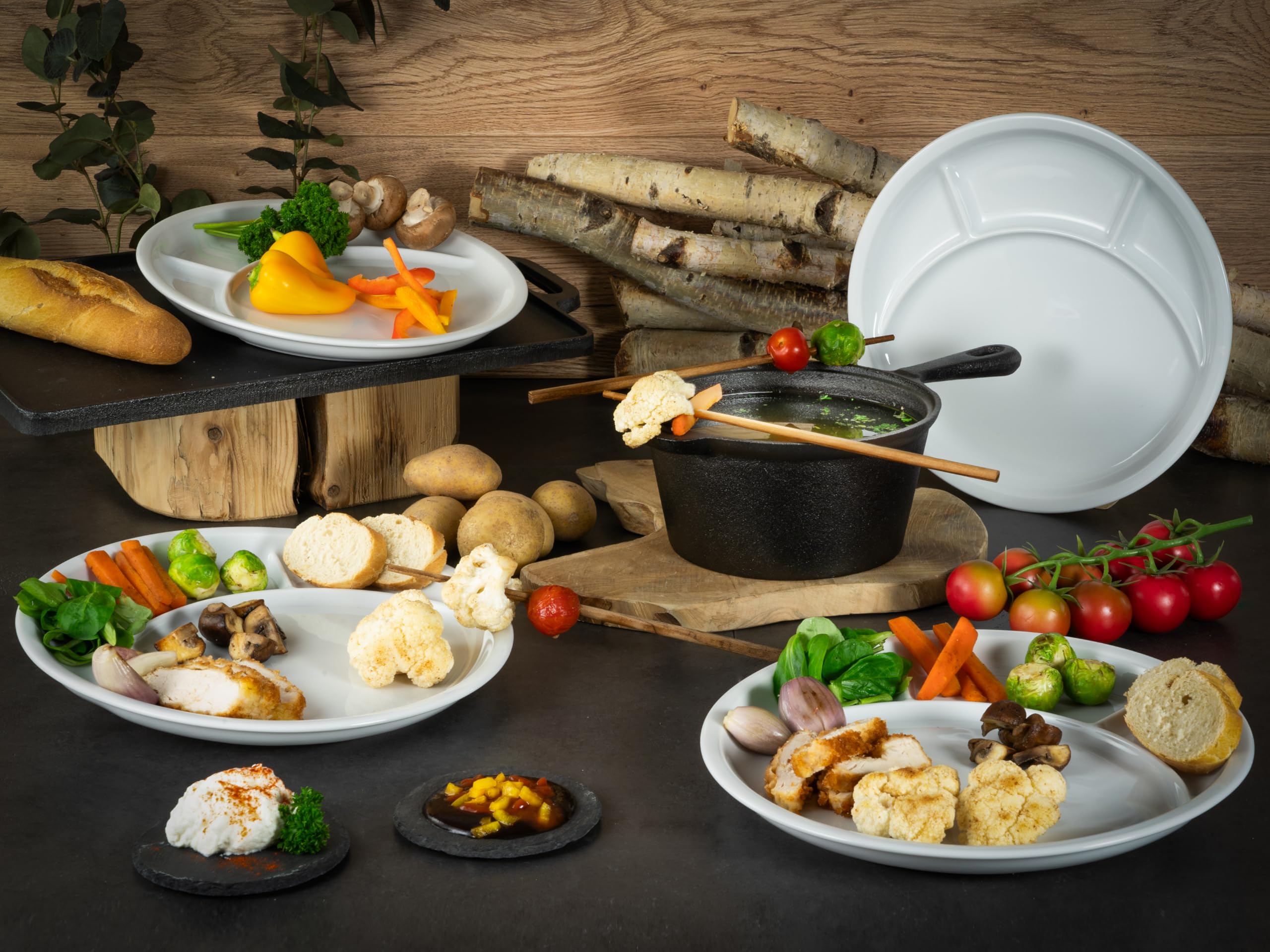 Creatable, 22922, Série Assiettes à fondue et gril UNIVERSAL, set de vaisselle, assiettes à fondue 4 pièces