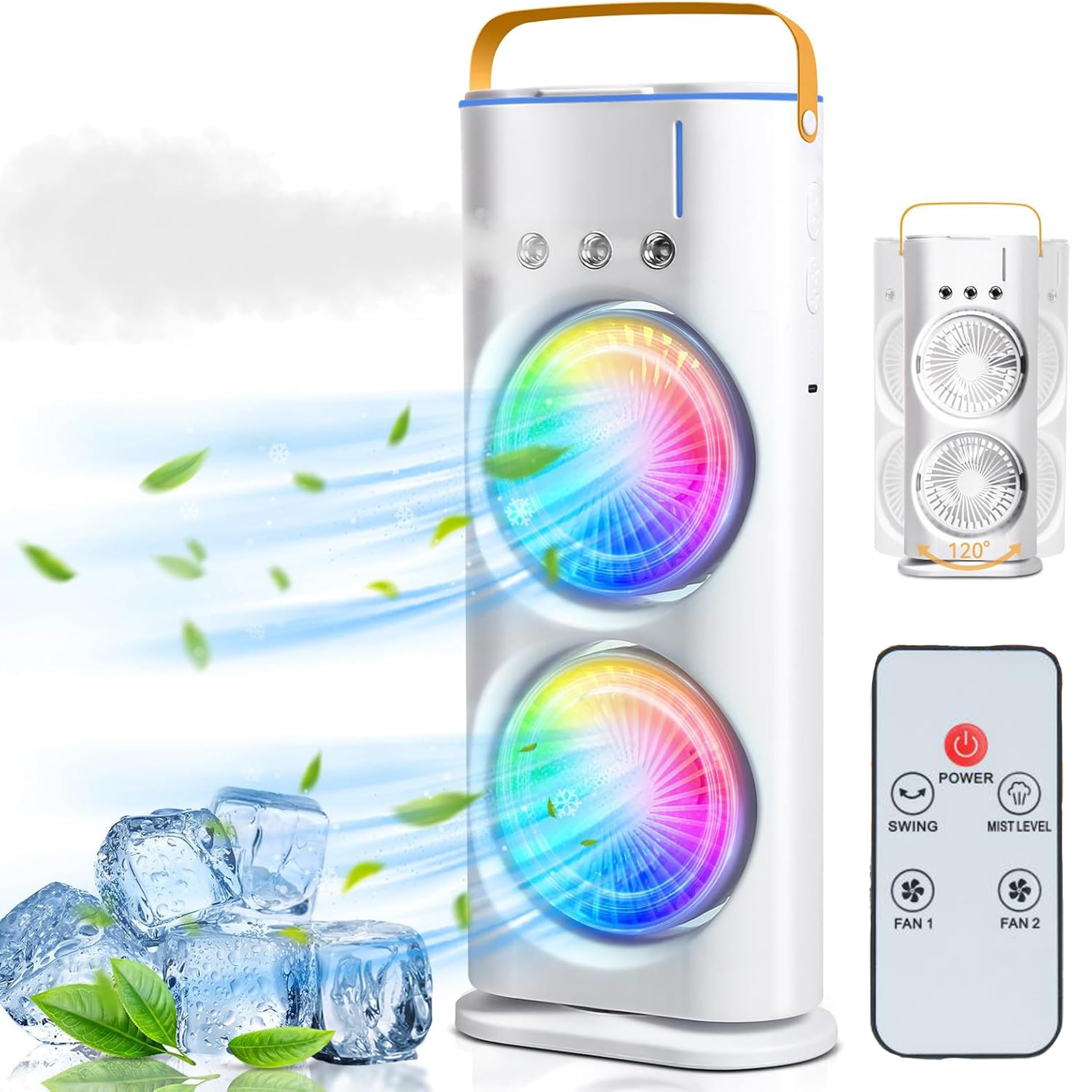 Playpulse-Portable-Air-Conditioner-Mini-Personal-Air-Cooler-Fan-With-Mist-Usb-Powered-3-Speeds-1/2/3-Hour-Timer-360°-Adjustable-Small-Desktop-Ac for-Home-Office-Car-Carved-Design