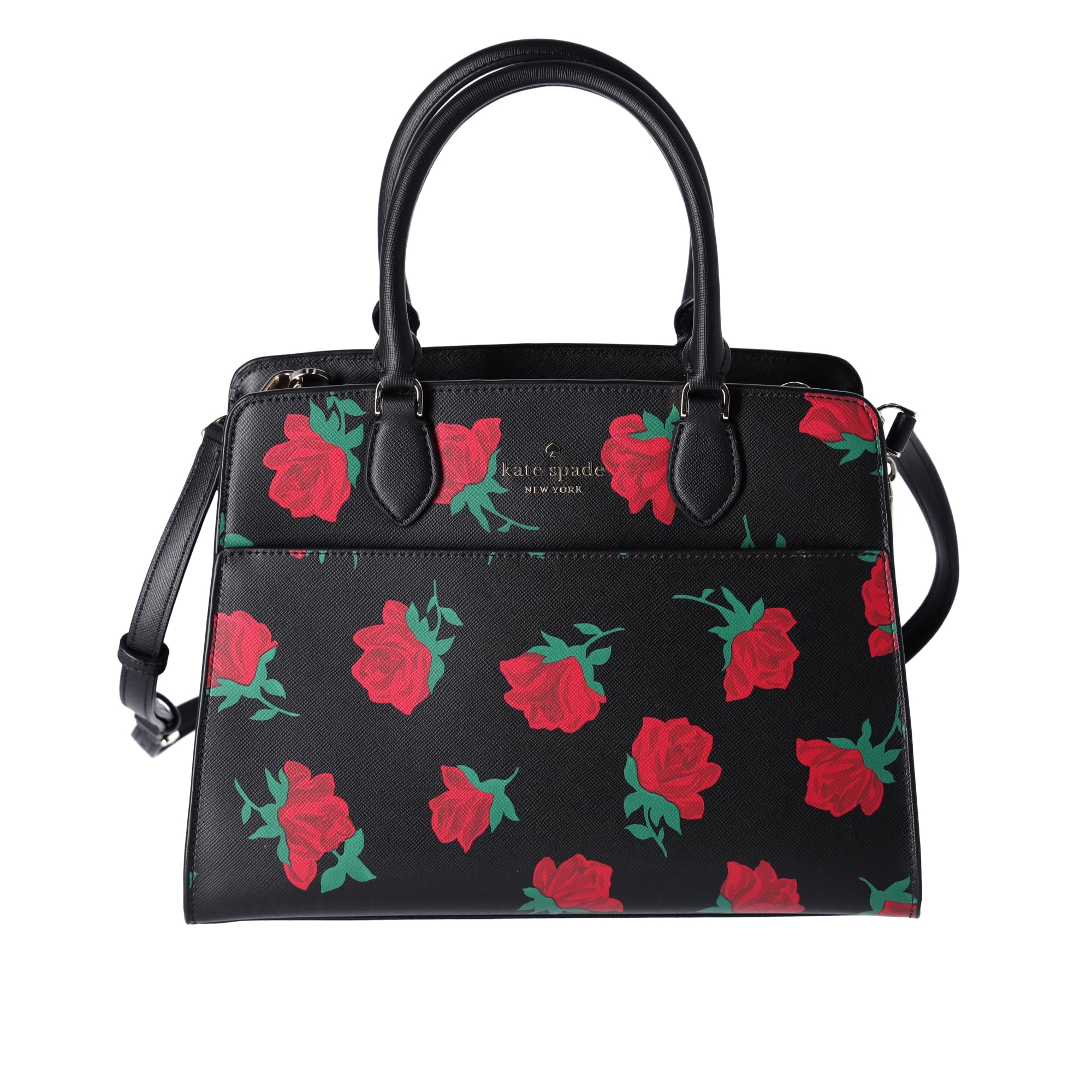 Kate Spade New York Madison Rose Toss Printed Medium Satchel Black Res