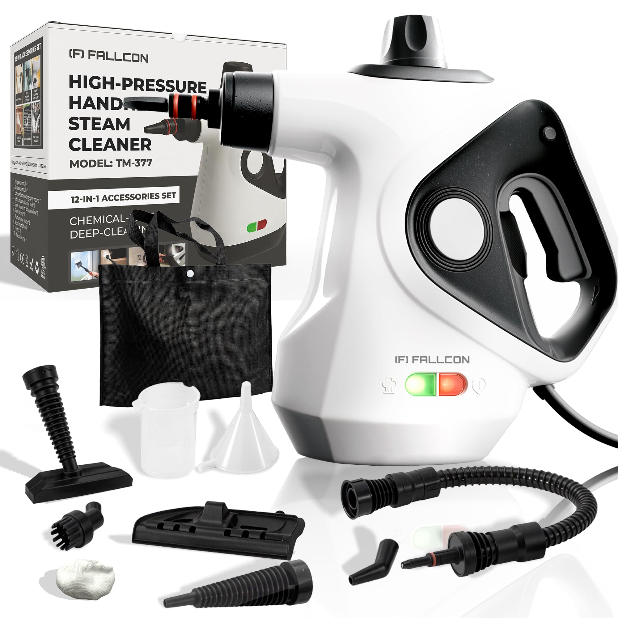 Vaporeta Limpieza Hogar 1050W – Vaporeta de Mano Potente Modelo MEJORADO 2026 con 12 Accesorios y Bolsa | Limpiador a Vapor Alta Presión 135°C sin Químicos para Cocina, Baño, Juntas y Ventanas
