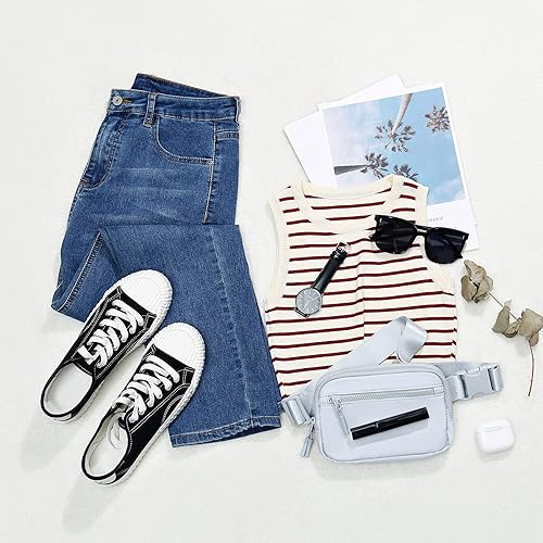 Miniatura 7 de WESTBRONCO Riñoneras para mujeres y hombres, bolsa para cinturón con 4 bolsillos con cremallera, riñoneras modernas, bolsas cruzadas ligeras con