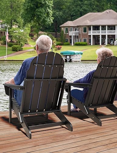 Miniatura 8 de Silla plegable Adirondack  Madera de polietileno de polietileno de alta densidad duradera resistente a todo tipo de clima, plegable de gran tamaño