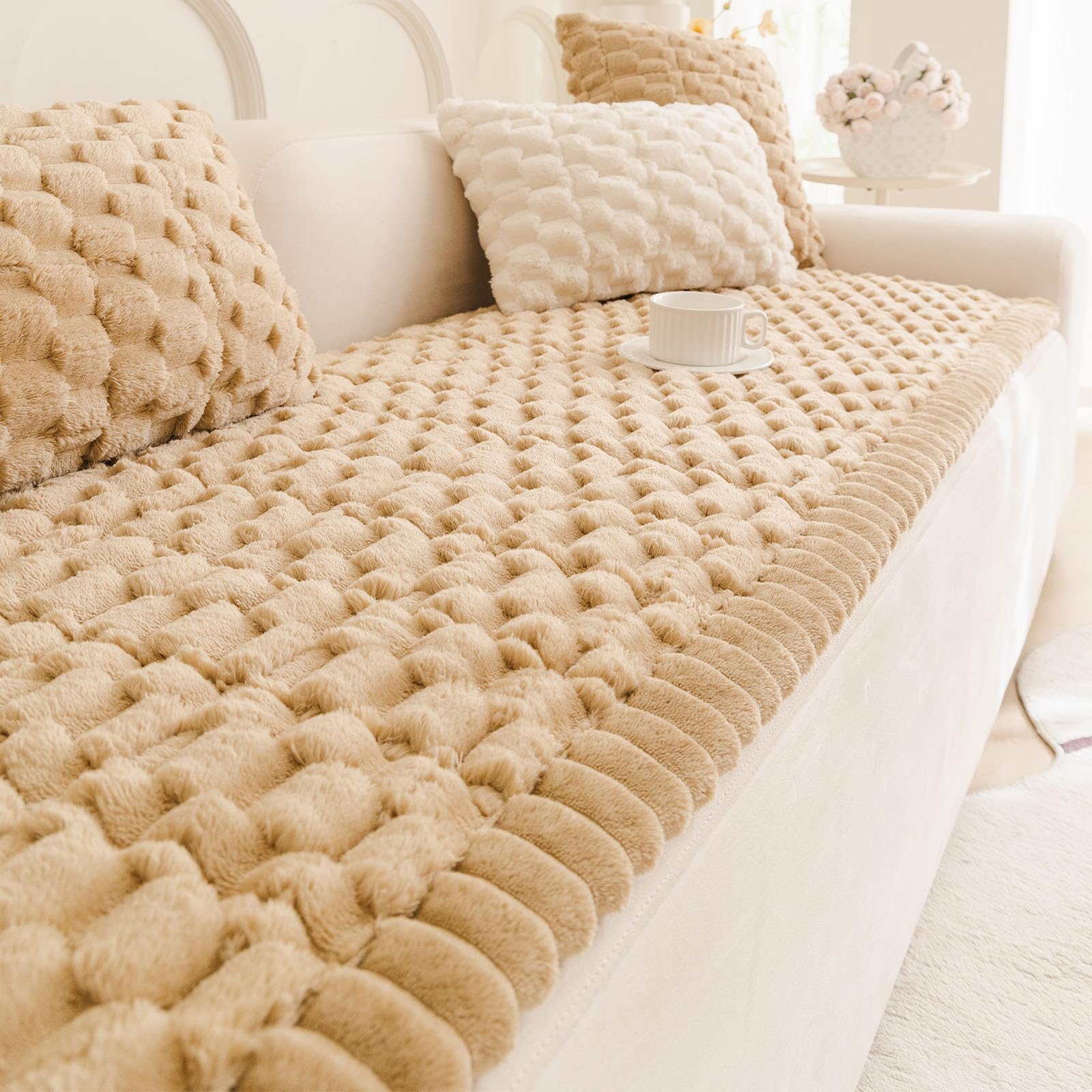 QHAIYYBF Soft Flannel Sofa Covers Washable - New Sofa Cushion Covers, Non-Slip Sofa Cover 1 2 3 Seater Couch Covers for Sectional Sofa, Sofa Slipcovers