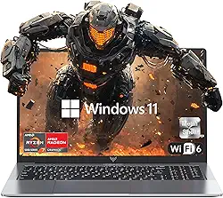 Laptop para jogos 2025, laptop de 15,6 polegadas com AMD Ryzen 7 5700U (8C/16T, até 4,3 GHz), 16 GB de RAM, SSD NVMe de 512 GB, laptop Windows 11, placa de vídeo Radeon RX Vega 8, WiFi 6