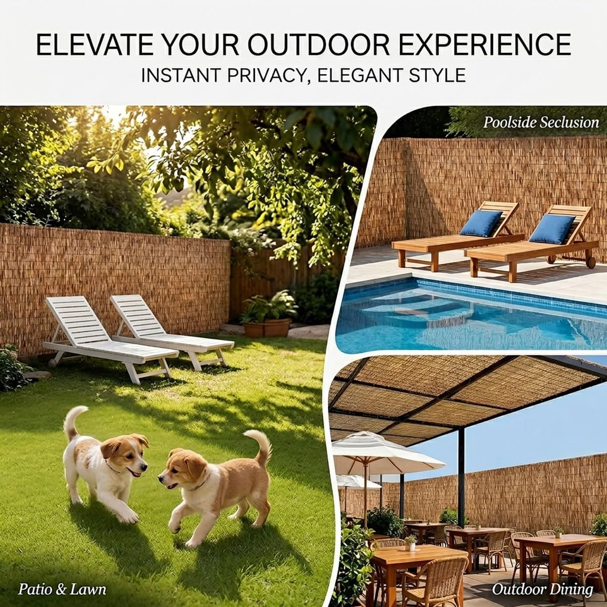Valla de Jardín de Cañizo Natural, Rollo Separador de Ocultación y Privacidad para Terraza y Balcón, Pantalla Cortavientos y Parasol Exterior de Caña Orgánica Natural(H 140 * 800 CM)