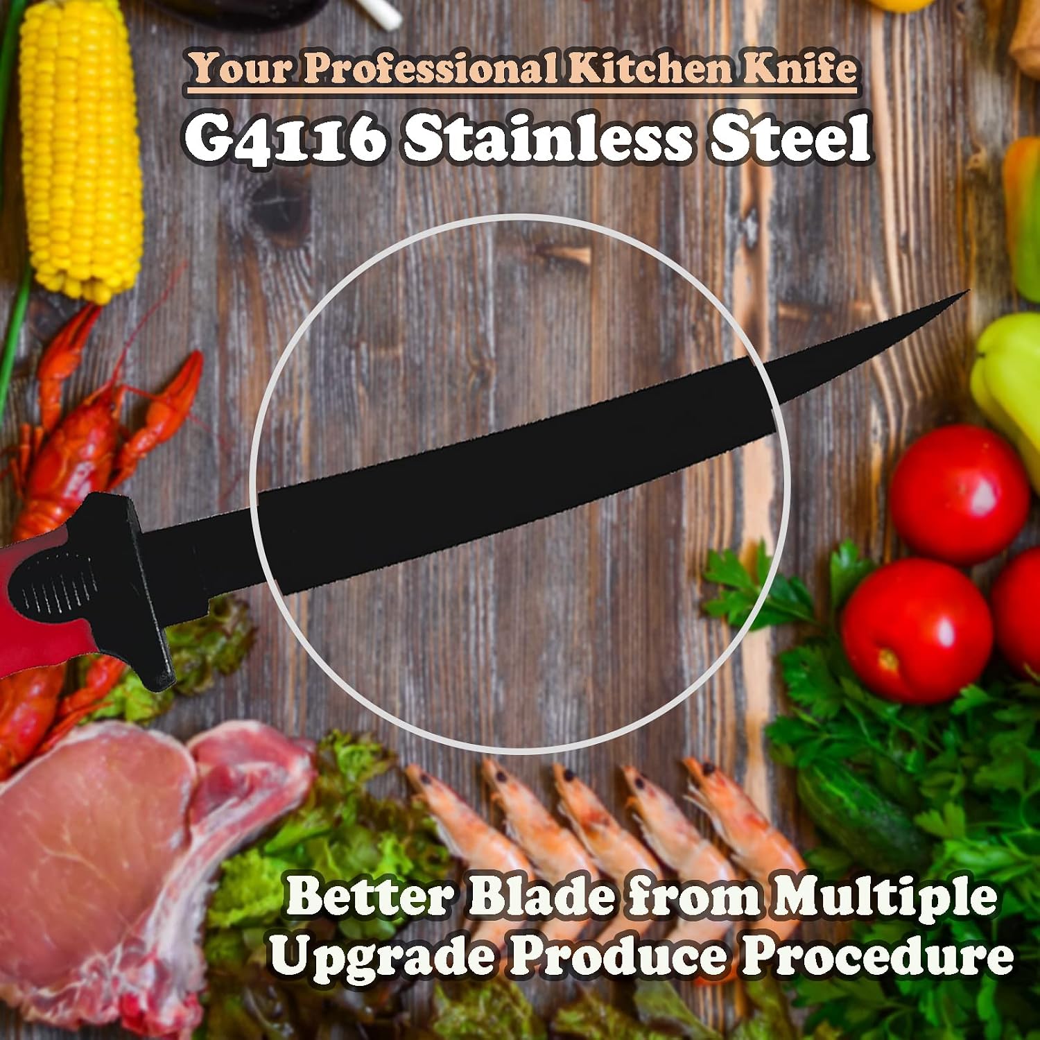 HOWORR Fillet Knife Set, 7 in, Stainless Steel, Red, photo 3 of 7