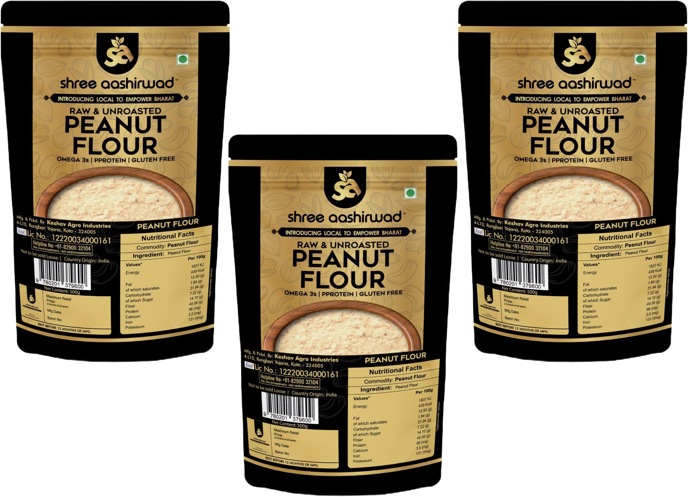 Shree Aanantam 100% Pure & Natural Peanut Flour -400Gram (Pack of 3)