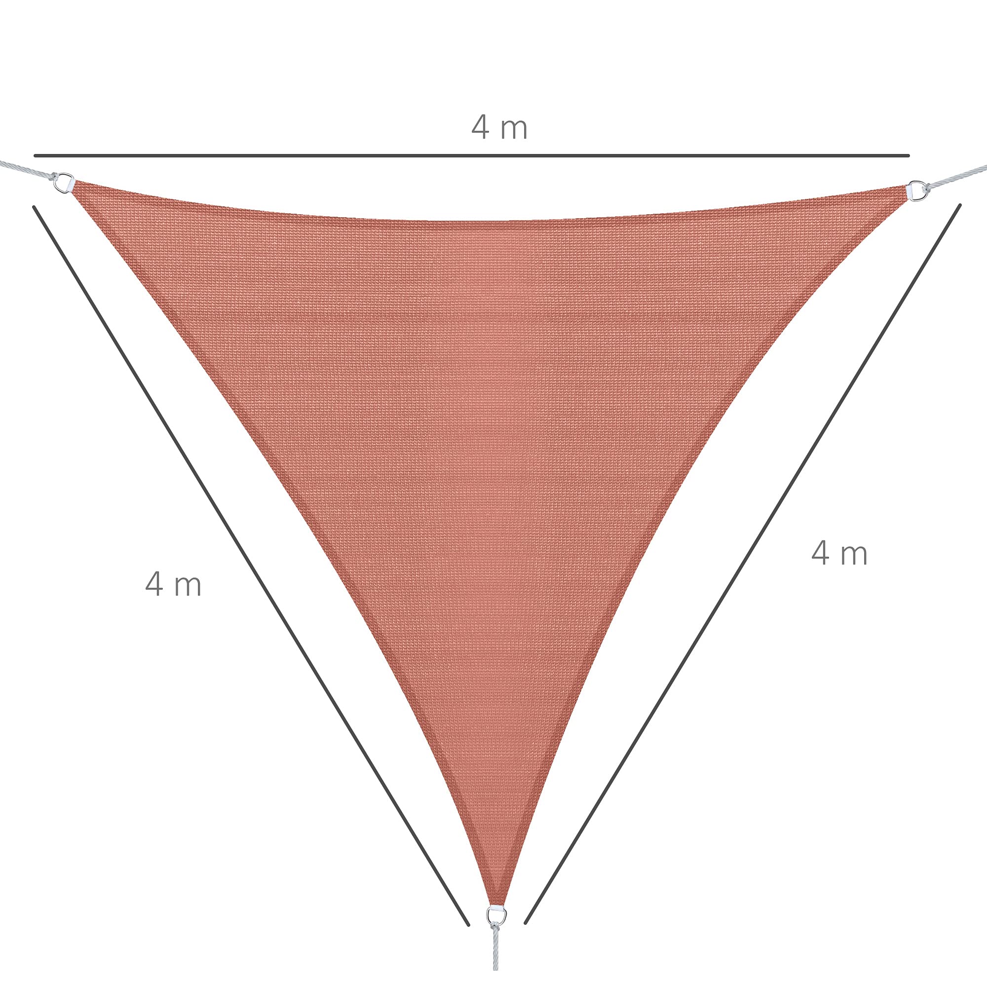Outsunny Voile d'Ombrage Triangulaire Grande Taille 4x4x4m UV Rouge Rouille | Polyéthylène Haute Densité