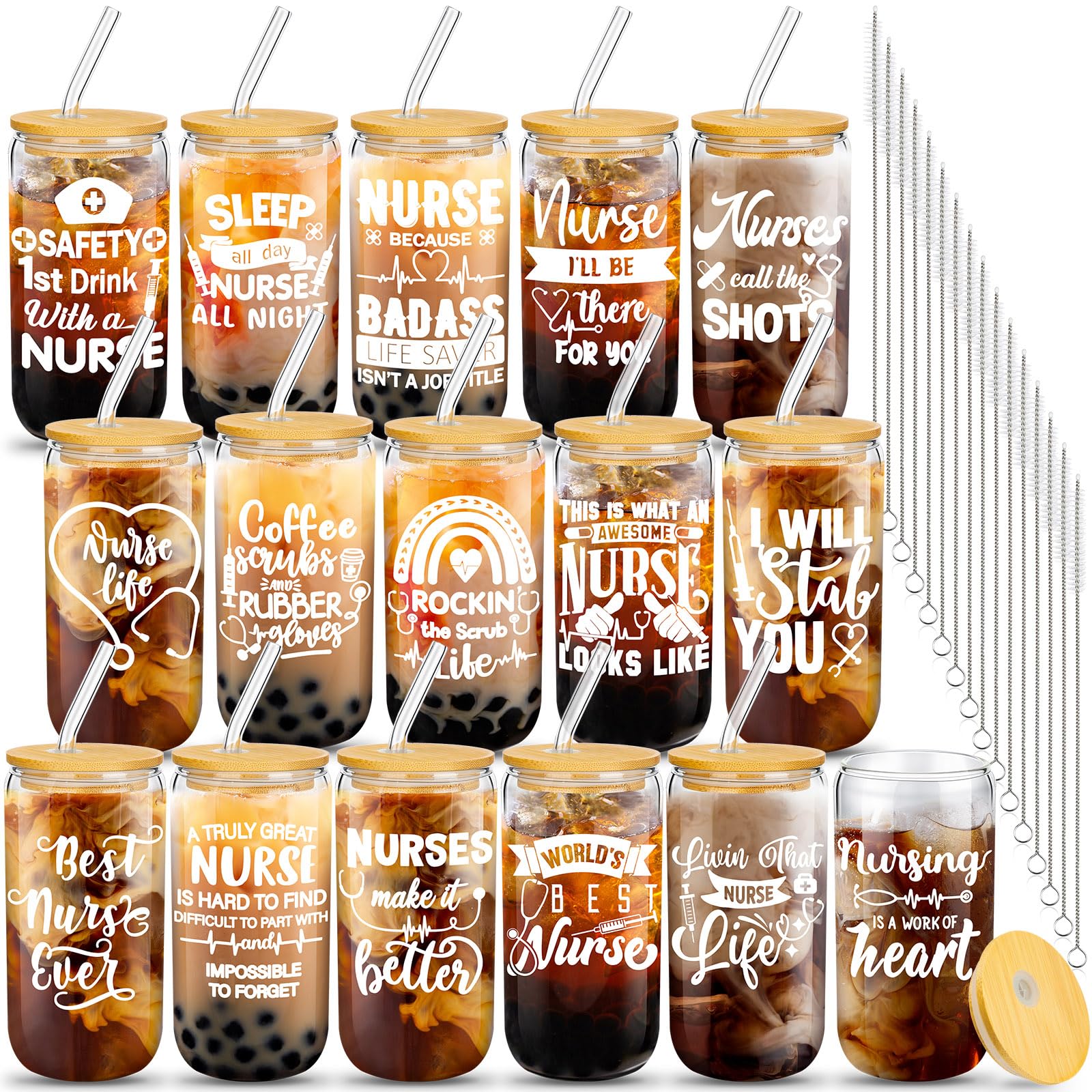 Cadeau amusant pour infirmières : lot 16 gobelets en forme de canette 16oz