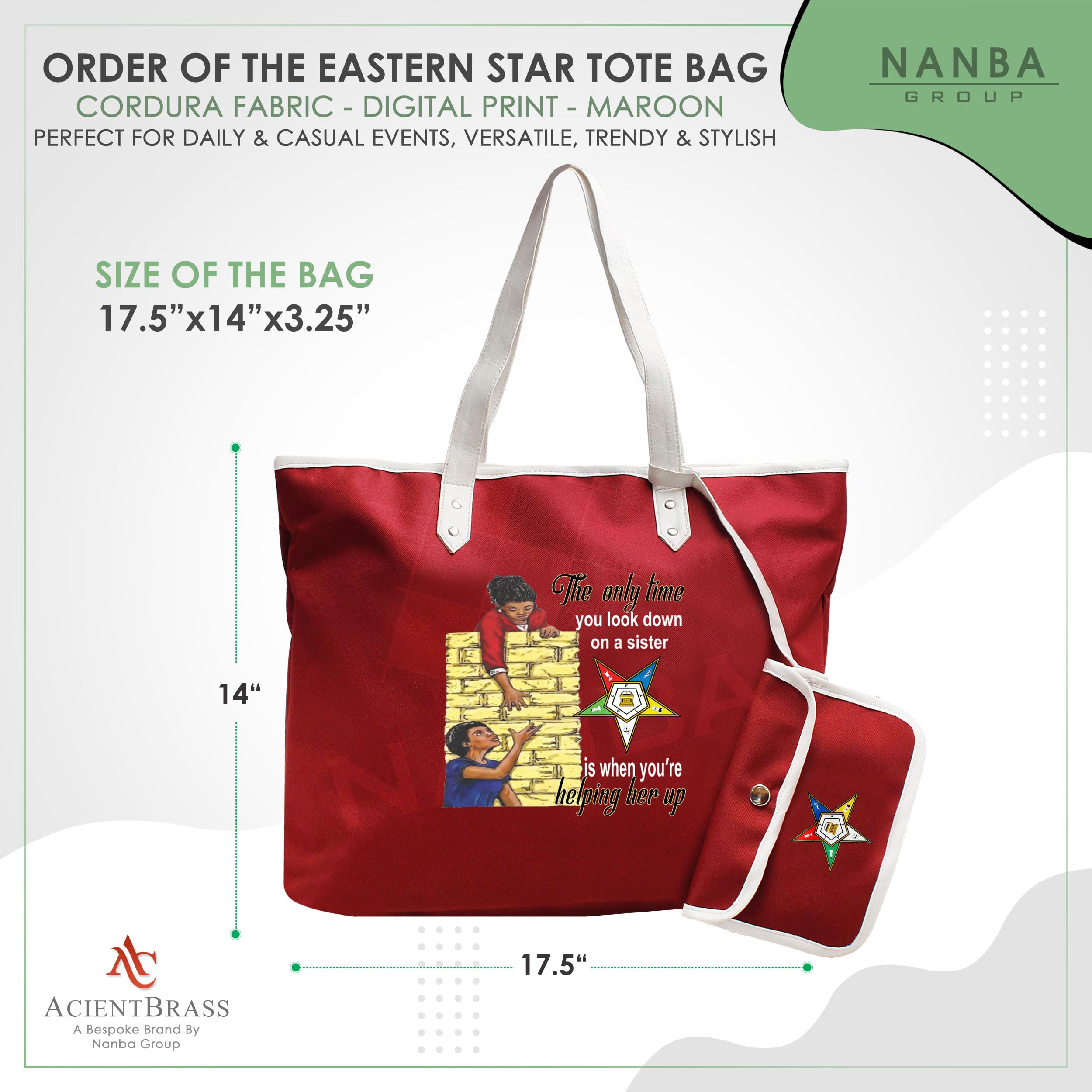 Order of the Eastern Star OES Tote Bag - Cordura Sisterhood Shoulder Bag