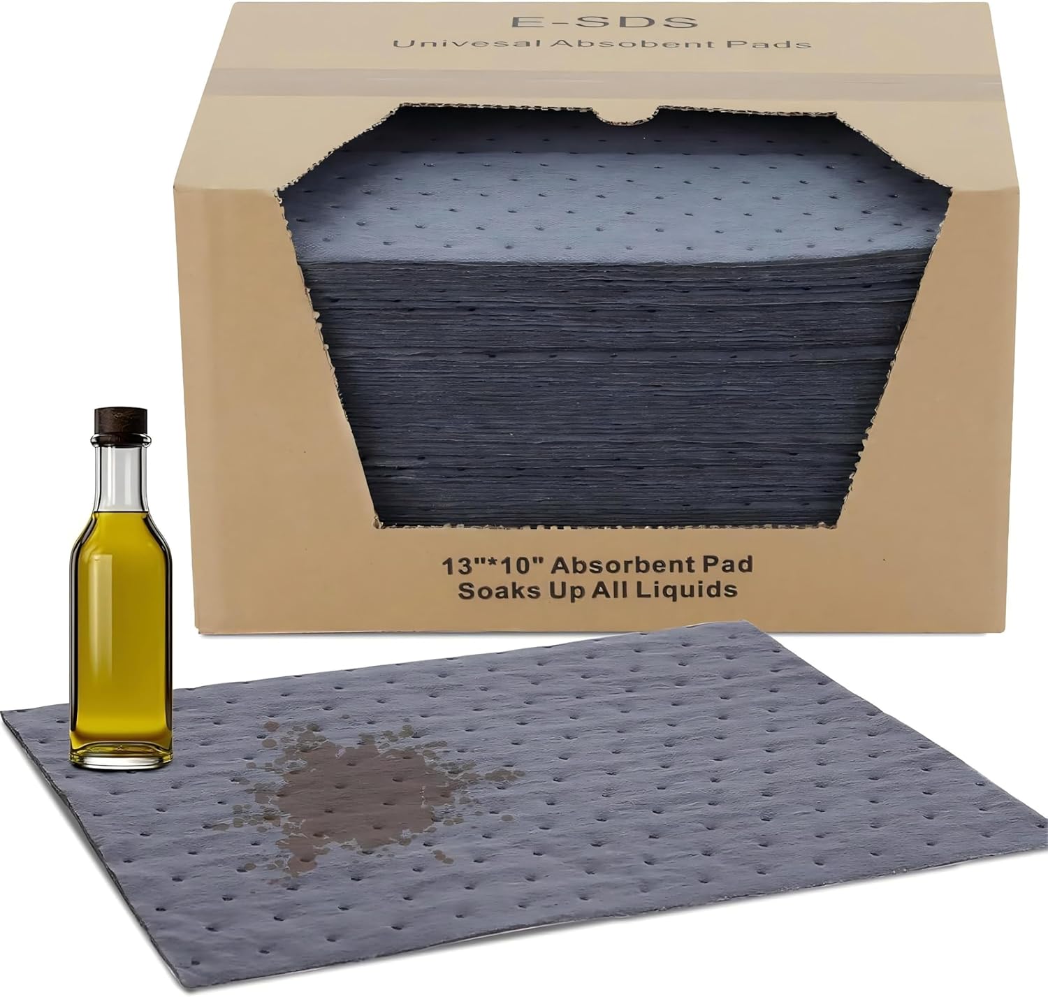 工業用オイル吸着マット 100枚 33&times;25cm ミシン目カット付き 高速吸油 廃油処理 機械油交換 作業床用 環境対応品