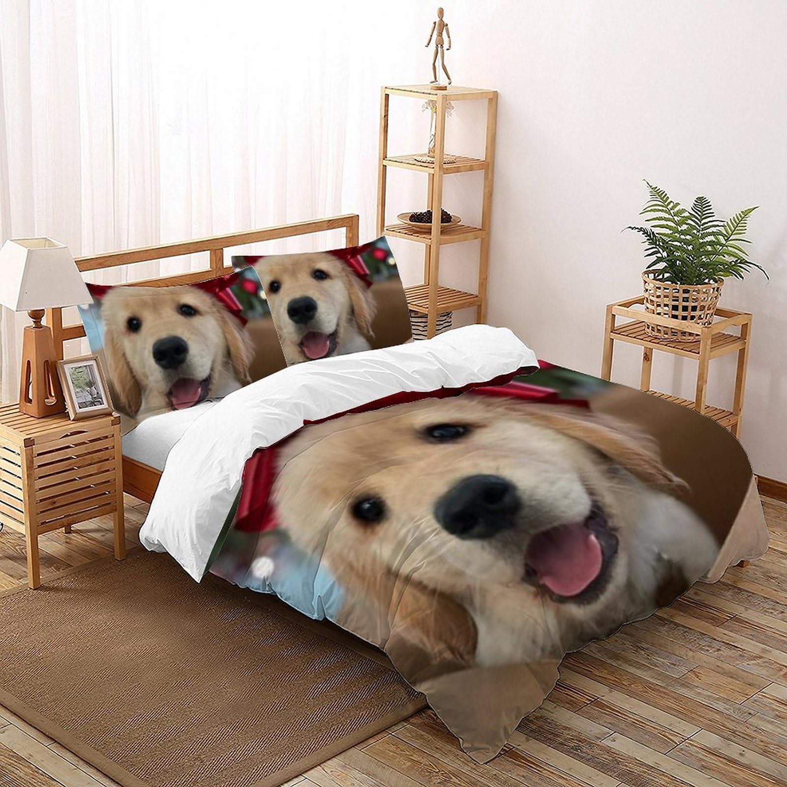 Housse de couette chiots 3D en microfibre douce avec zip