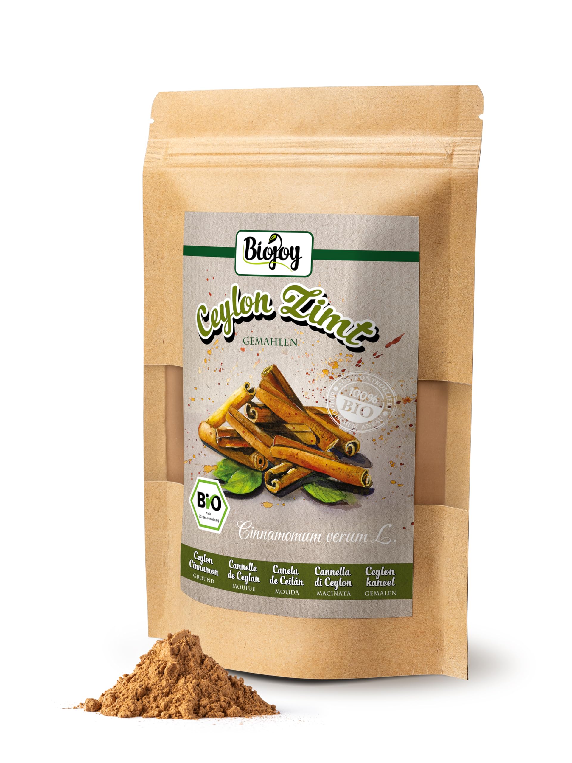 Biojoy Canela de Ceylan en Polvo Ecológica 250 g, Ceilán Canela molida Cinnamomum verum