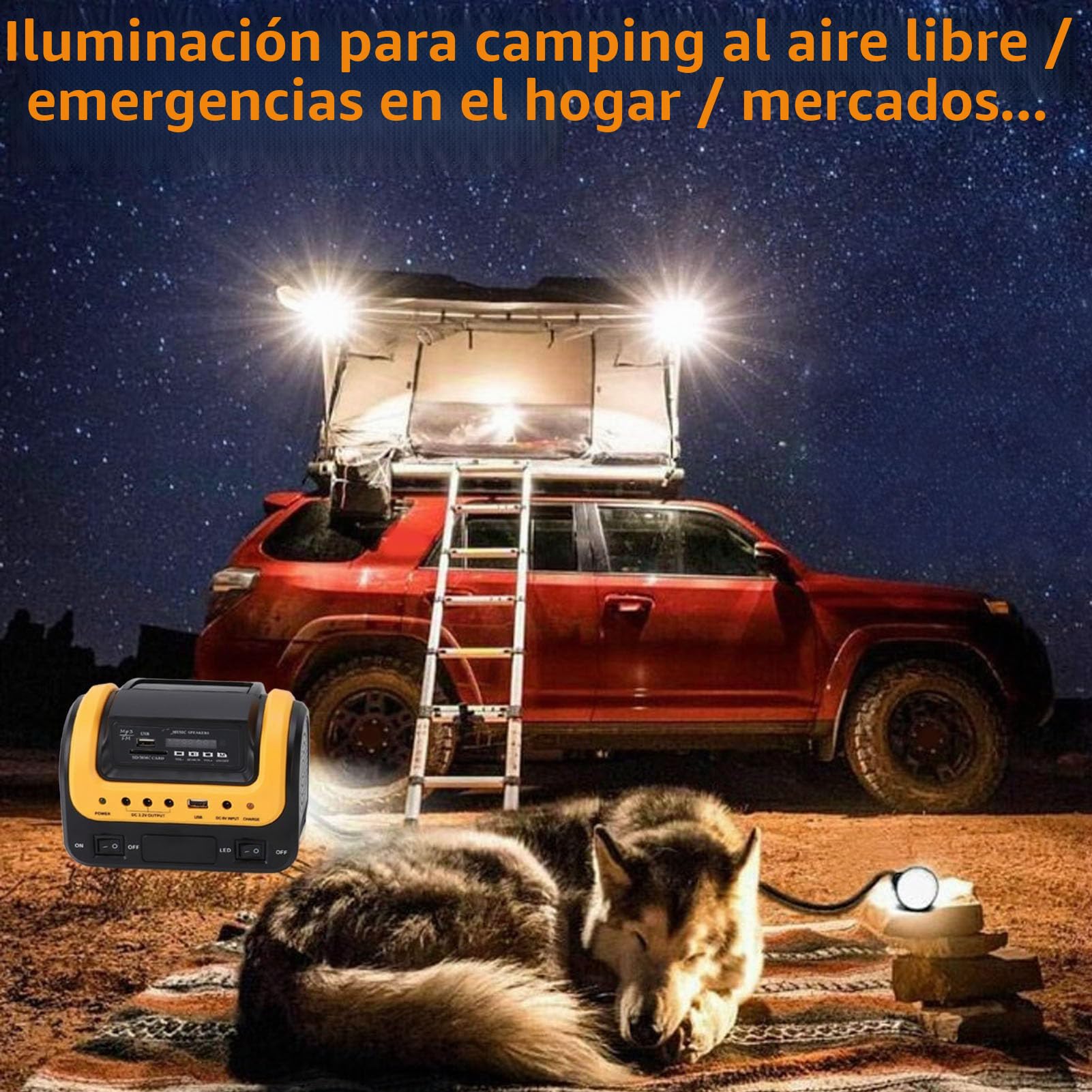 Estación de Energía Portátil, Generador Solar para Acampar de 5000 MAh con Panel Solar, Estación de Carga Multifunción, Pantalla LED Digital, Carga Rápida para Emergencia