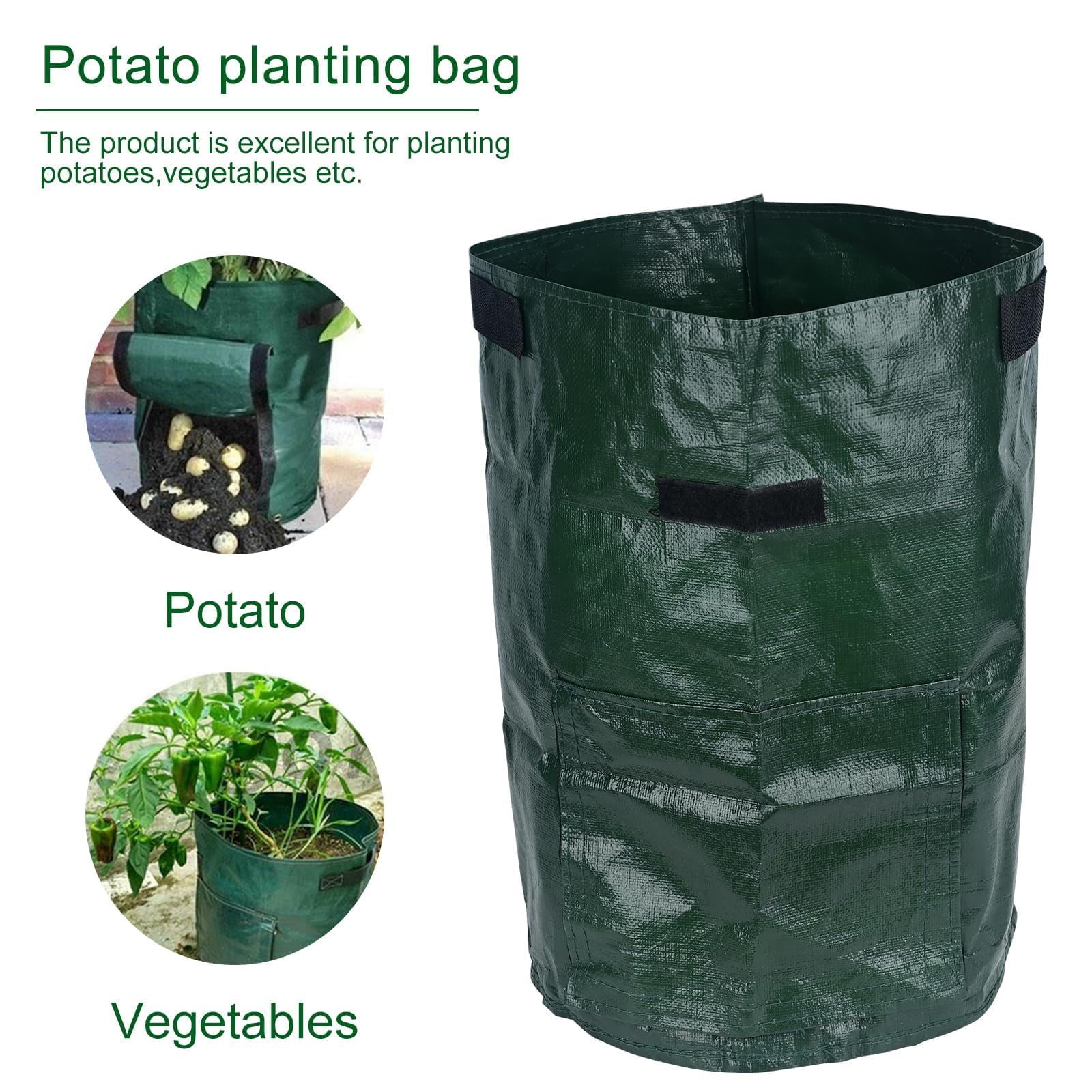 Lychee 8PCS 10 Gallon Potato Grow Bags,35cm x 45cm,PE Potato Planter Bag with Access Flap and Handles for Planting Vegetables Potato Carrot Onion Tomato (8PCS) - Image 3