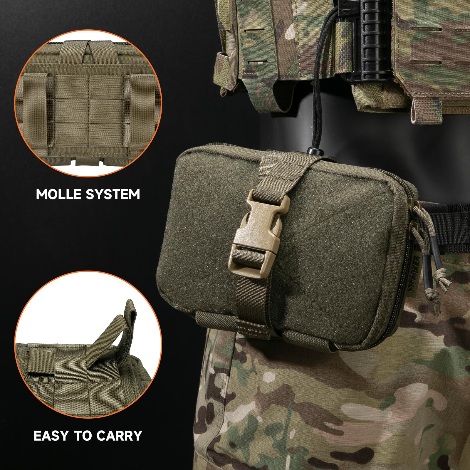 EXCELLENT ELITE SPANKER Poche tactique Rip IFAK Poche utilitaire médicale Poche de premiers secours EMT pour activités tactiques militaires（RGN）