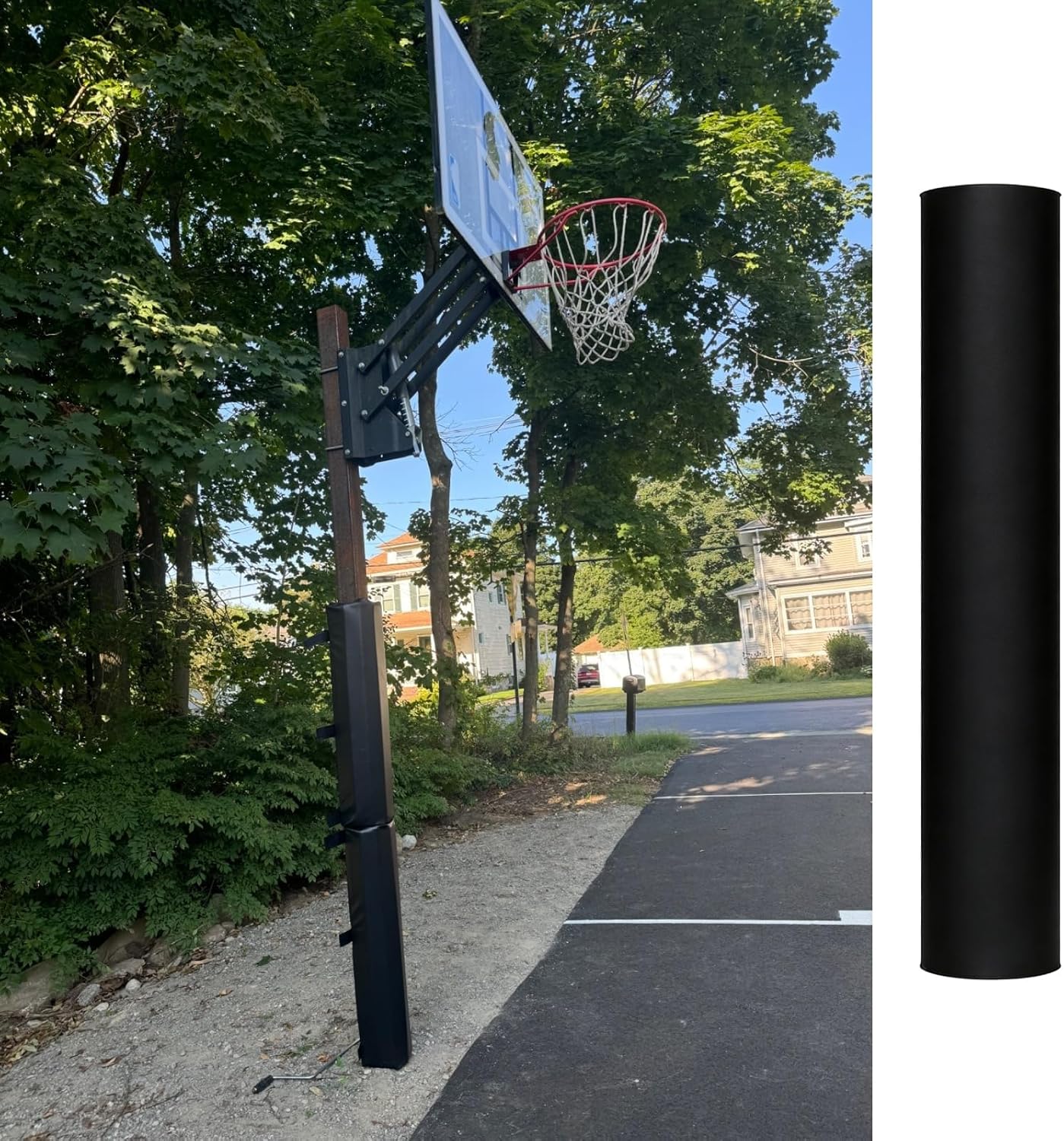 Basketball Pole Padding Outdoor, 360° Wrap for Basketball Hoop Pole, Self-Adhesive Post Protective Pads for Court/Basement/Garage/Parking Areas(H-4ft/120cm,Dia-10.5in/27cm)
