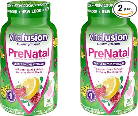 Vitafusion Pre Natal Gummy Vitamins; Lemon & Raspberry Lemonade Flavors 90  Each (2 Pack)