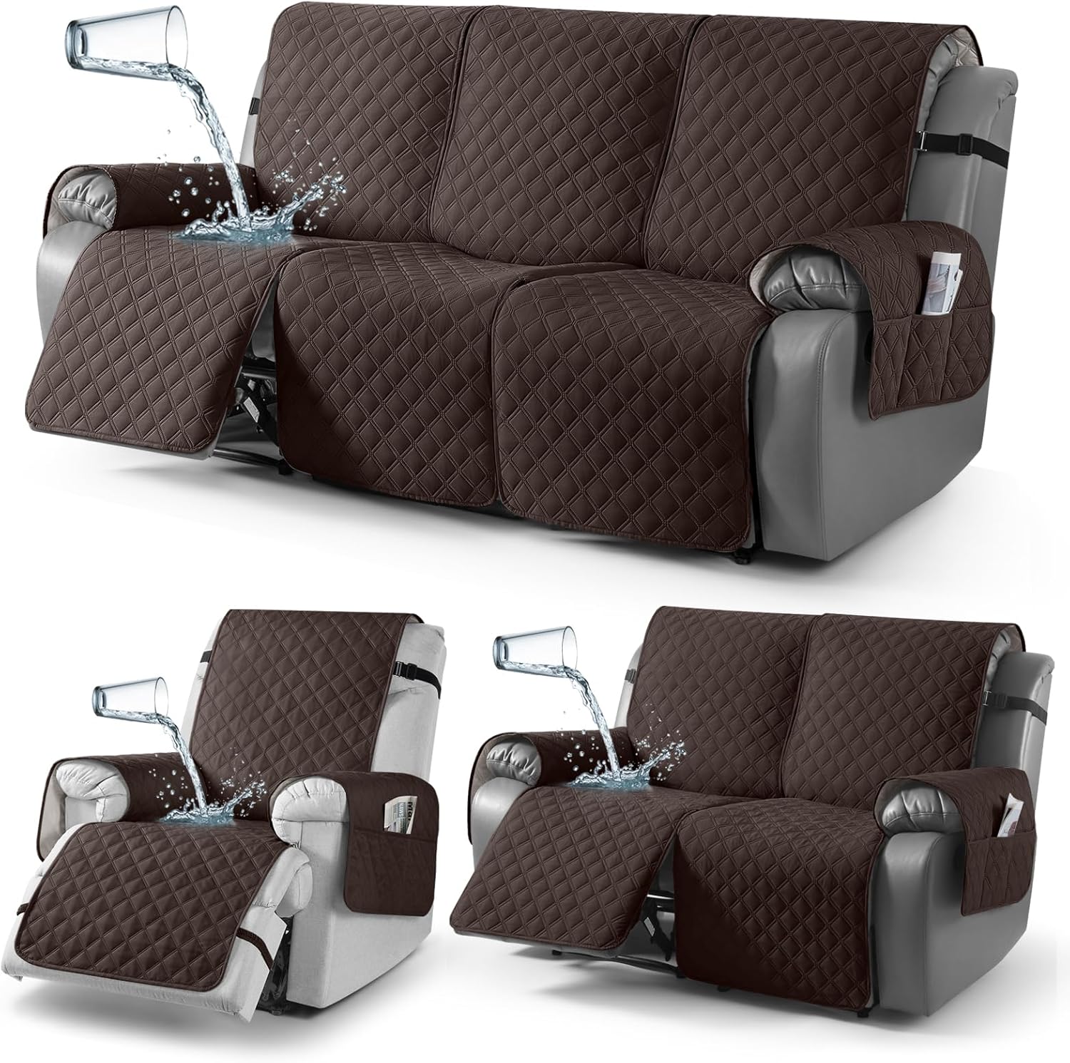 TAOCOCO 100% Waterproof Recliner Chair Cover & Loveseat Recliner Cover & Recliner Couch Cover(Chocolate)