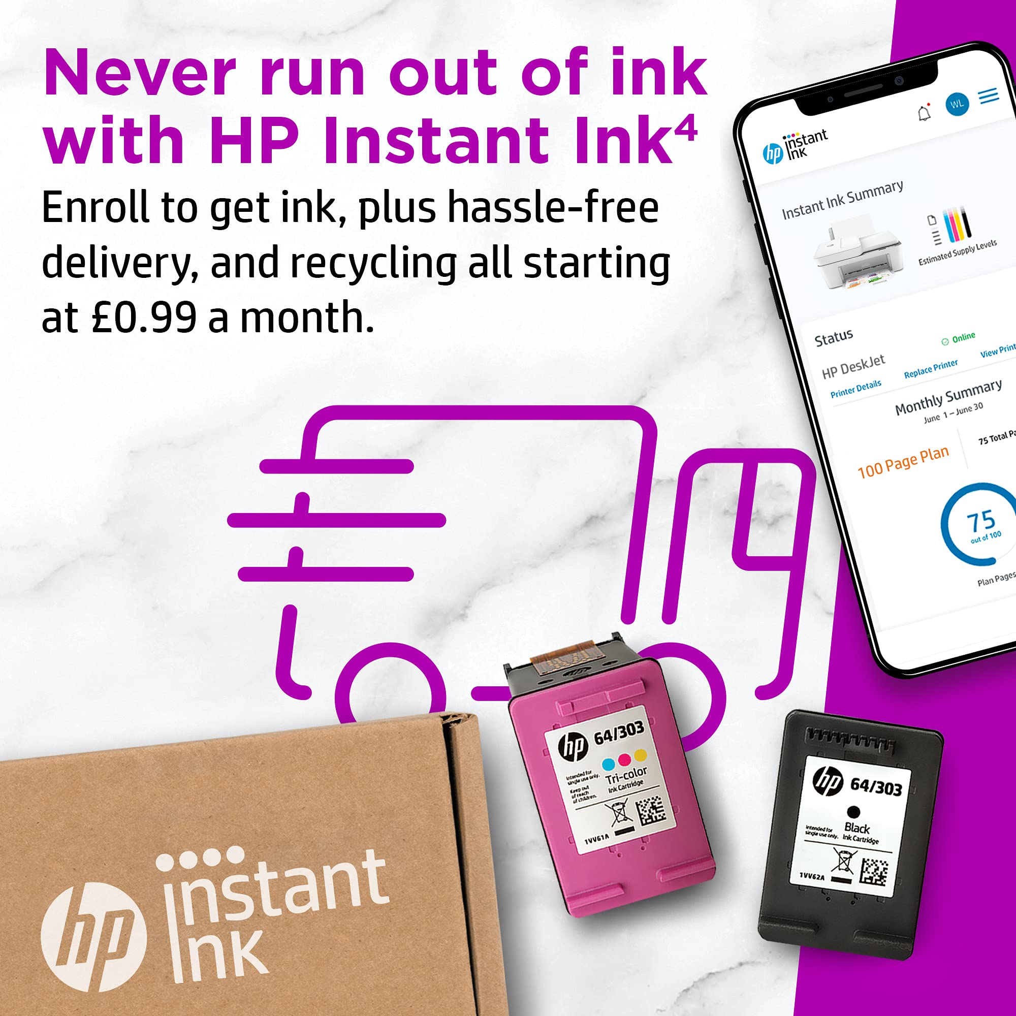 Buy HP DeskJet 4120e All in One Colour Printer with 6 months of Instant Ink included with HP+ 