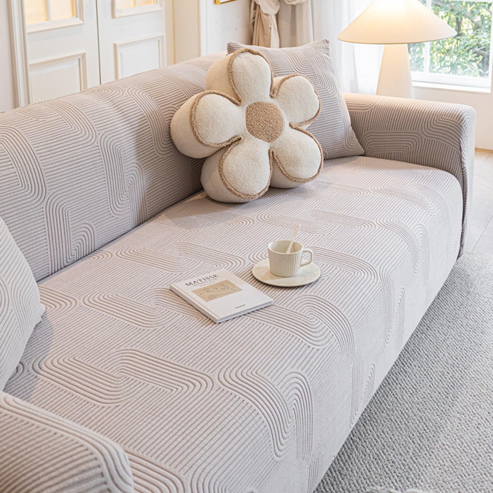Snqzo Off-White Sofa Covers 1 2 3 4 Seater High-Stretch Couch Covers Individuality Sofa Covers Washable Sofa Slipcover Universal All-Inclusive Couch Covers Pets Couch Protec(Size:3 Seater (190-230Cm),Color:off-White)