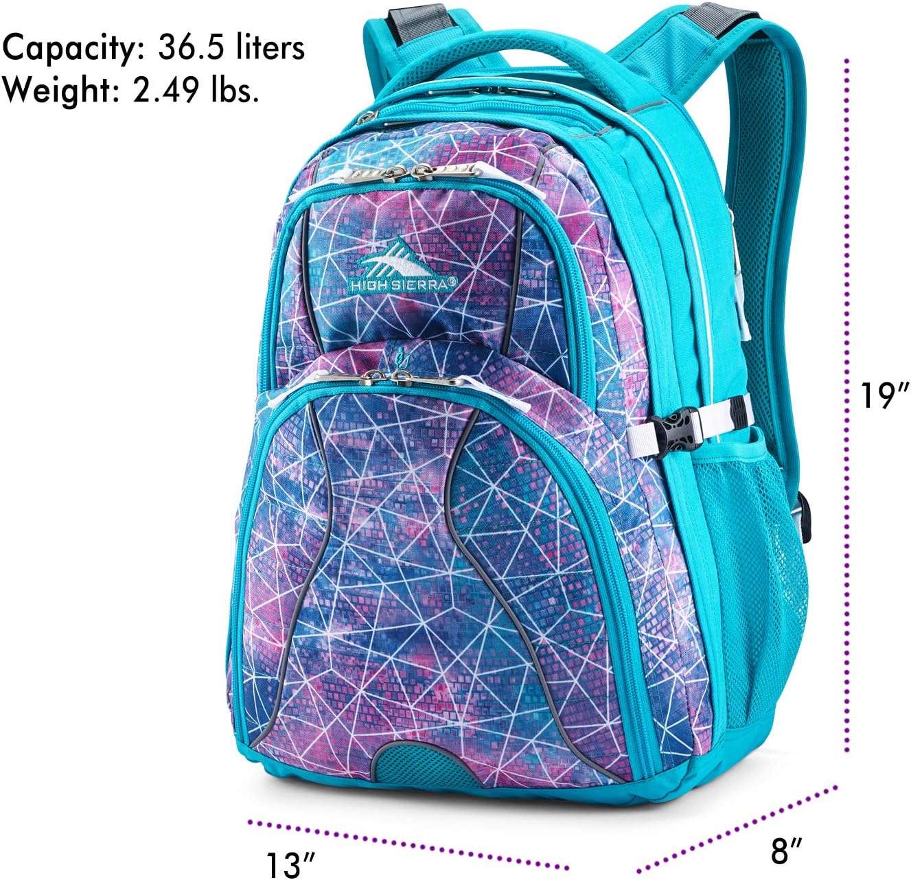 High Sierra Swerve Laptop Backpack, Sequin Facets/Bluebird/White, One Size - Image 5