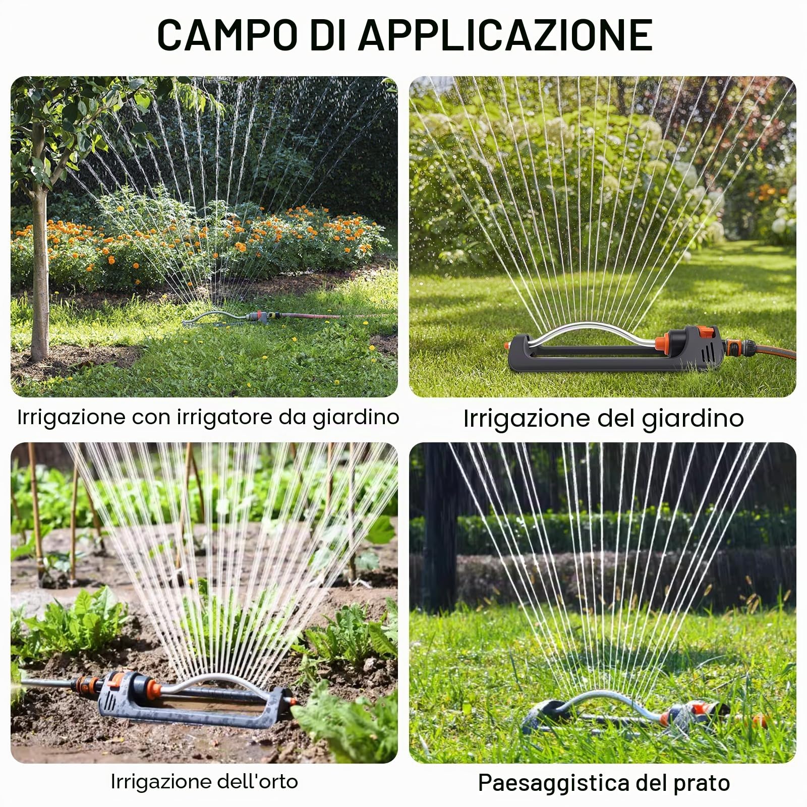 Nikou Irrigatore Oscillante, Irrigatore da Giardino Oscillante Automatico Rettangolare a 19 Fori, per Giardino Prato Parco Cortile (Gamba Curva)