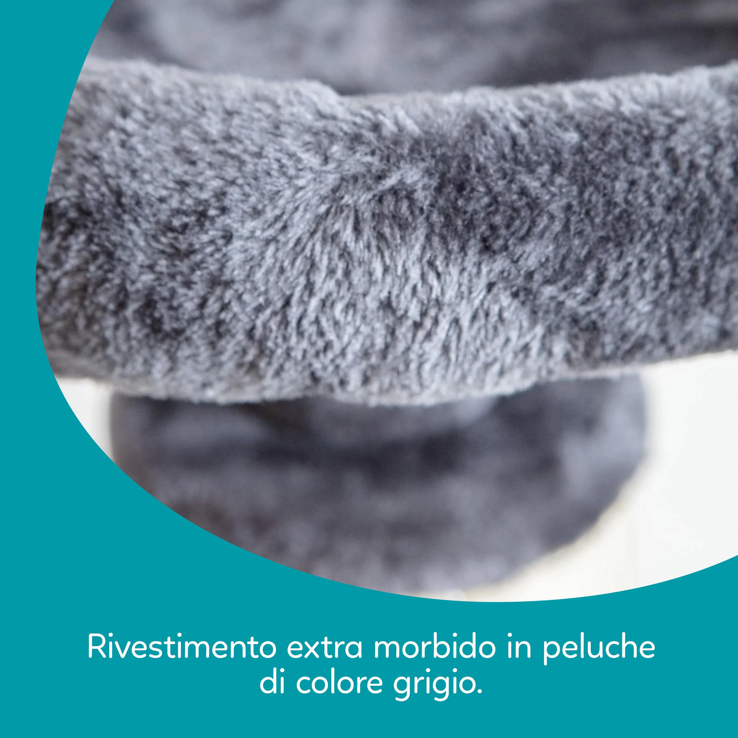 Aqpet Tiragraffi in Sisal e tessuto con piattaforma, Alto 58 cm per il massimo divertimento del tuo gatto, Colore Grigio