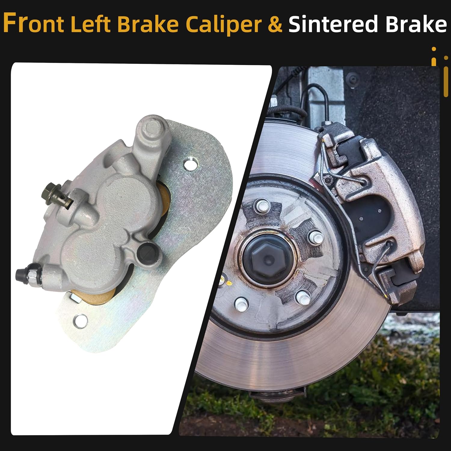 Front Brake Caliper & Sintered Brake, Left Driver Side, for Can Am Maverick 2017-2022, for Can Am Defender 2016-2022, for Can Am Commander 2021-2022, #OE 705601462 705601887
