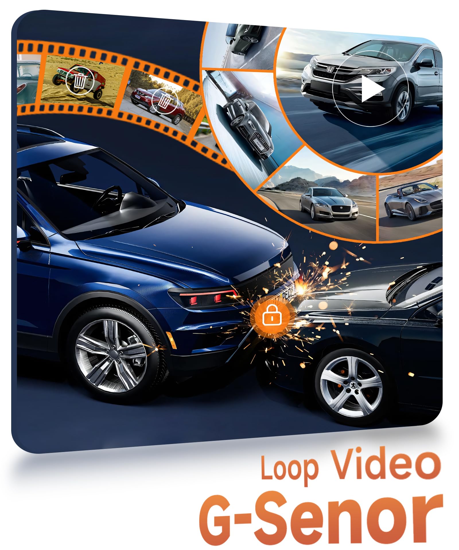Dashcam para Coche 4 Canales 360°, 4 1080P Delantera y Trasera Izquierda Derecha, Dash CAM de 3 Pulgadas 1080P Visión Nocturna 8 IR/Vídeo en Bucle/24H Monitor/G-Sensor/Asistente de Marcha Atrás