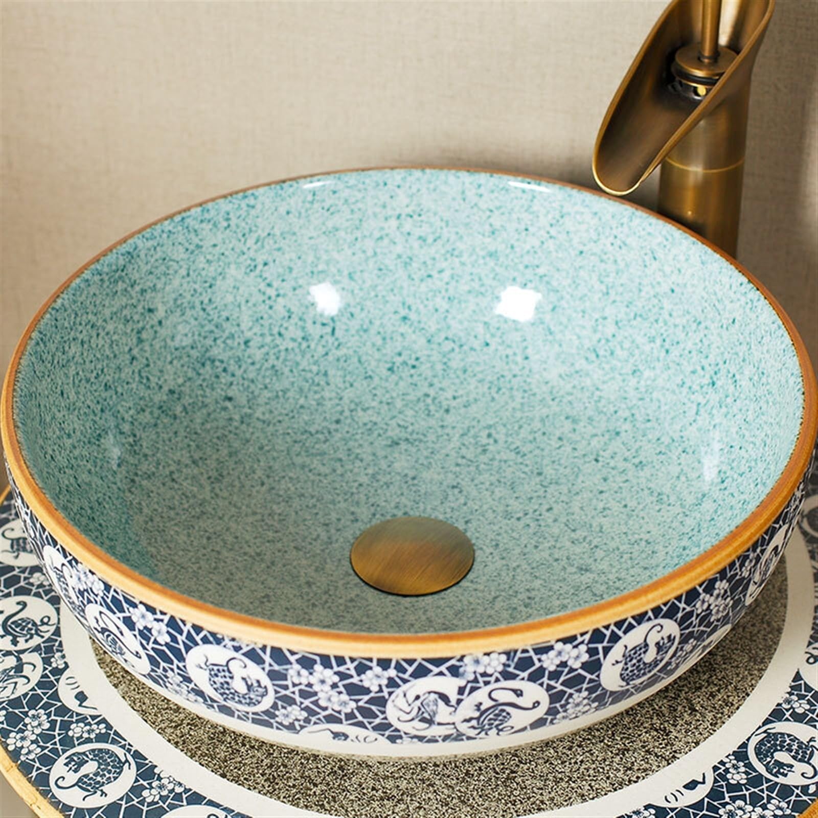 Zlewozmywak łazienkowy na cokole, retro i kreatywna ceramiczna umywalka kolumnowa, 3-częściowa umywalka łazienkowa z podstawą, umywalka podłogowa z kranami, zestaw s(B)