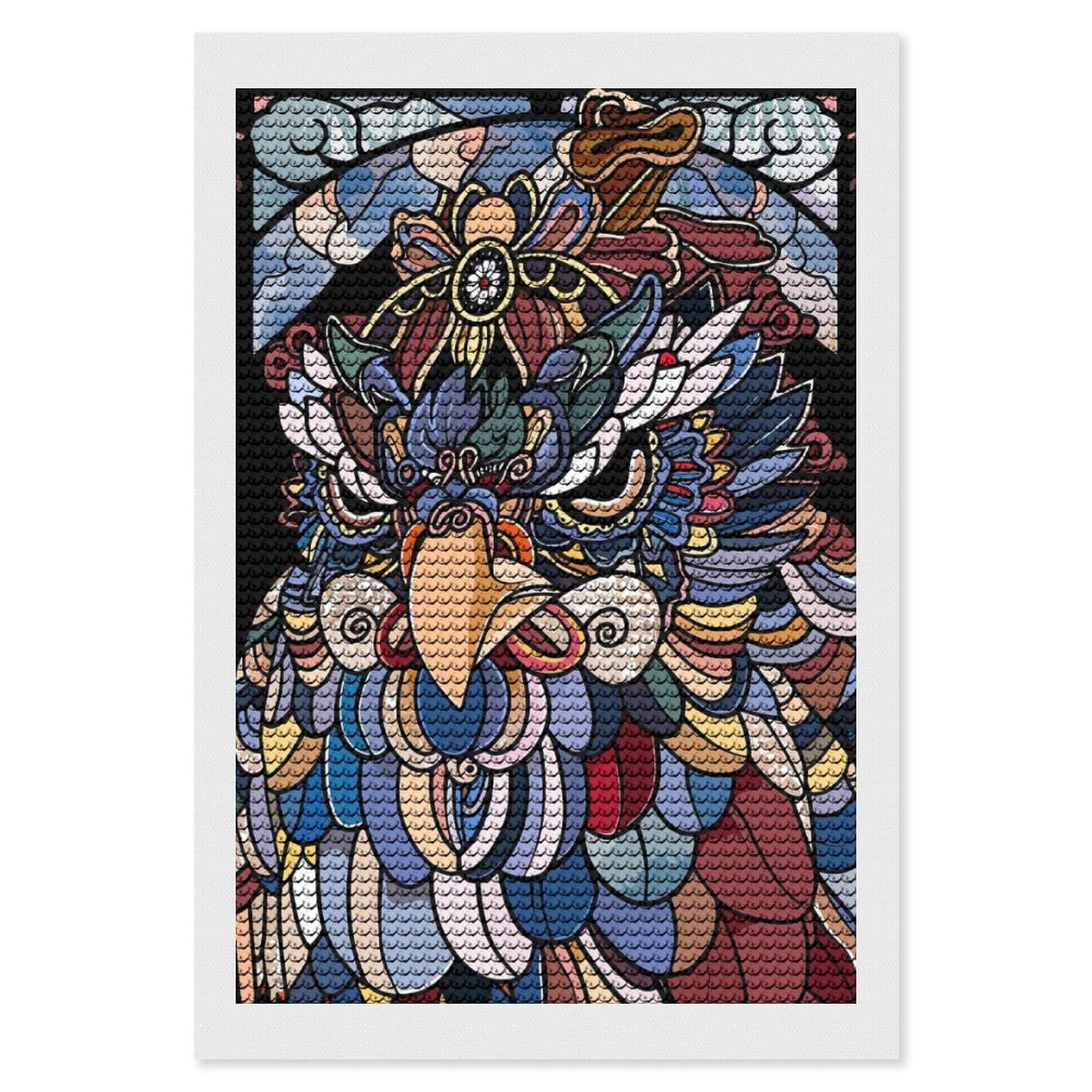 Junmoney Ornate Mythical Bird Illustration Diamond Art Canvas 8"x12", for Teens, Nice Detail and Sparkle, Farmhouse Decor, Festive Craft Gift, Easy to Enjoy
