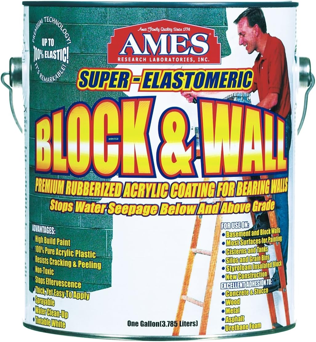 Ames BWRF1 Block & Wall Liquid Rubber Paint 1 Gallon (Pack of 4