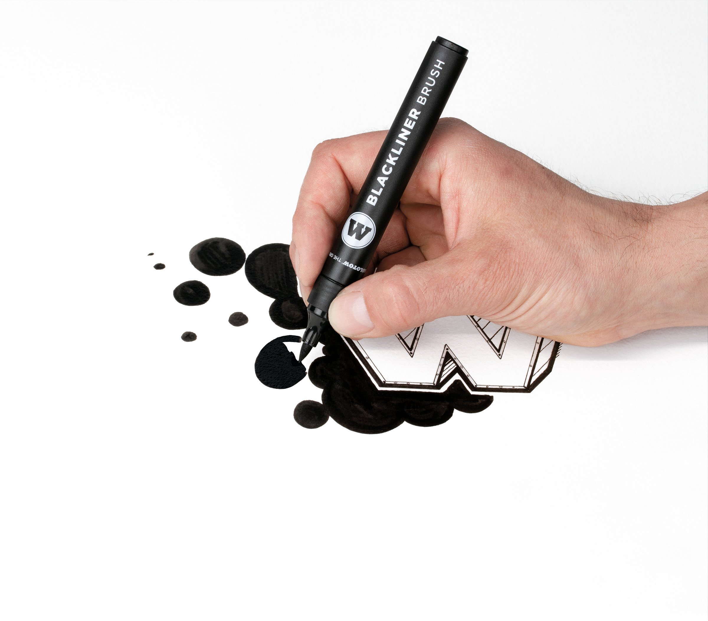 Molotow Brush MO703212 Marker Pędzelkowy, Czarny, 3 sztuki