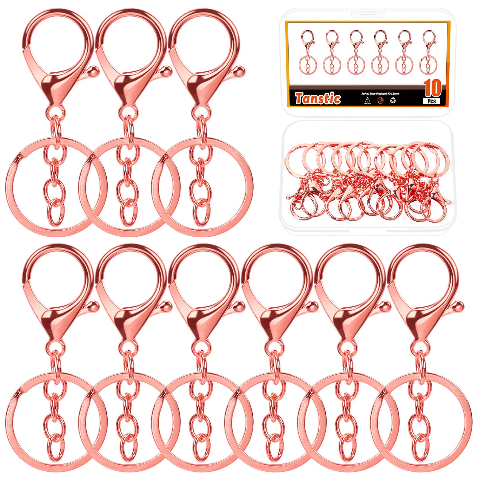 Tanstic Hummer Klaue Verschlüsse Schlüsselanhänger Swivel Lanyard Snap Hooks mit Schlüsselringen für Handwerk Schlüsselanhänger Tasche (Rose Gold)