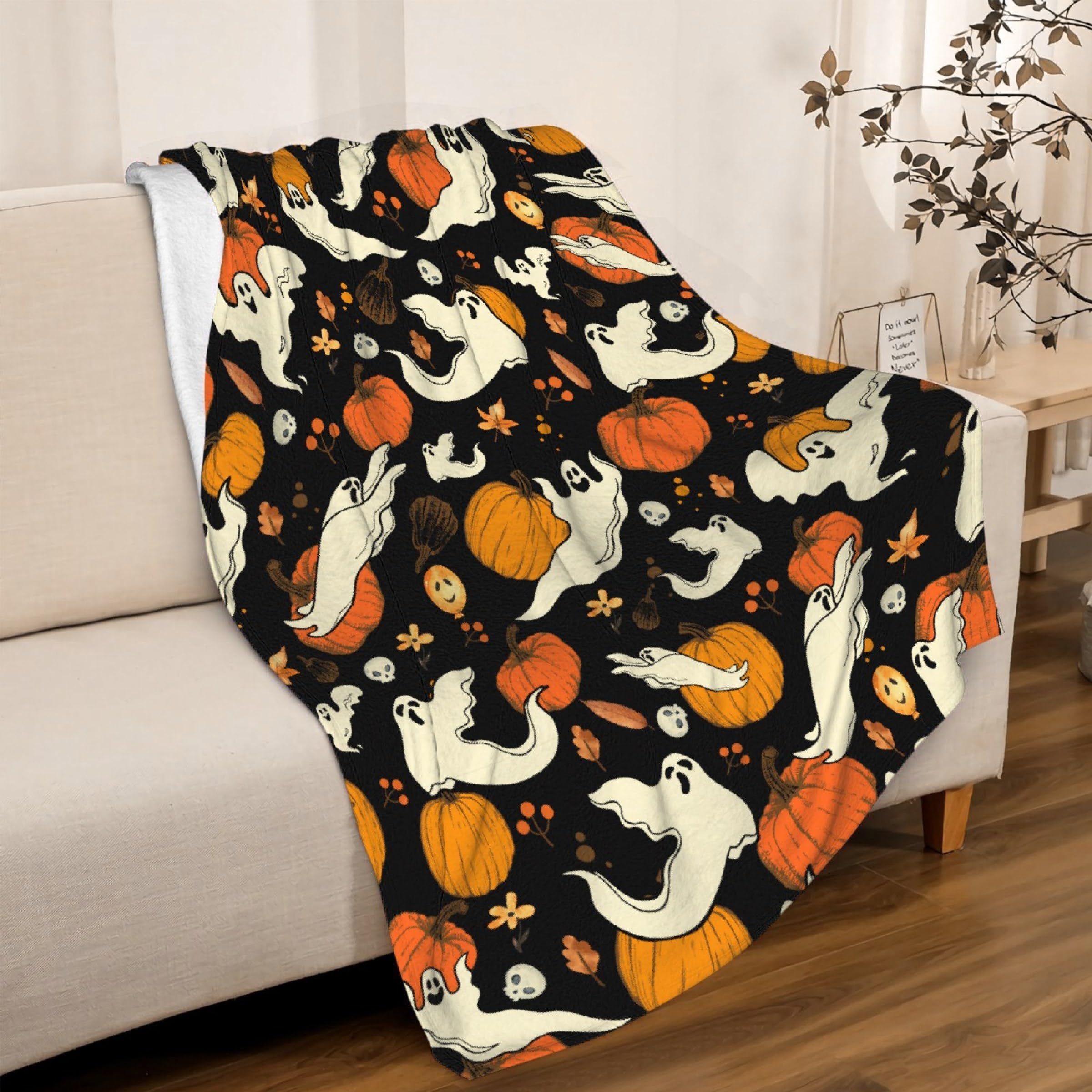 Halloween Pumpkin Blanket Super Soft Fleece Throw Blanket Cozy Flannel Air Conditioning Blanket 80x60 in for Adult