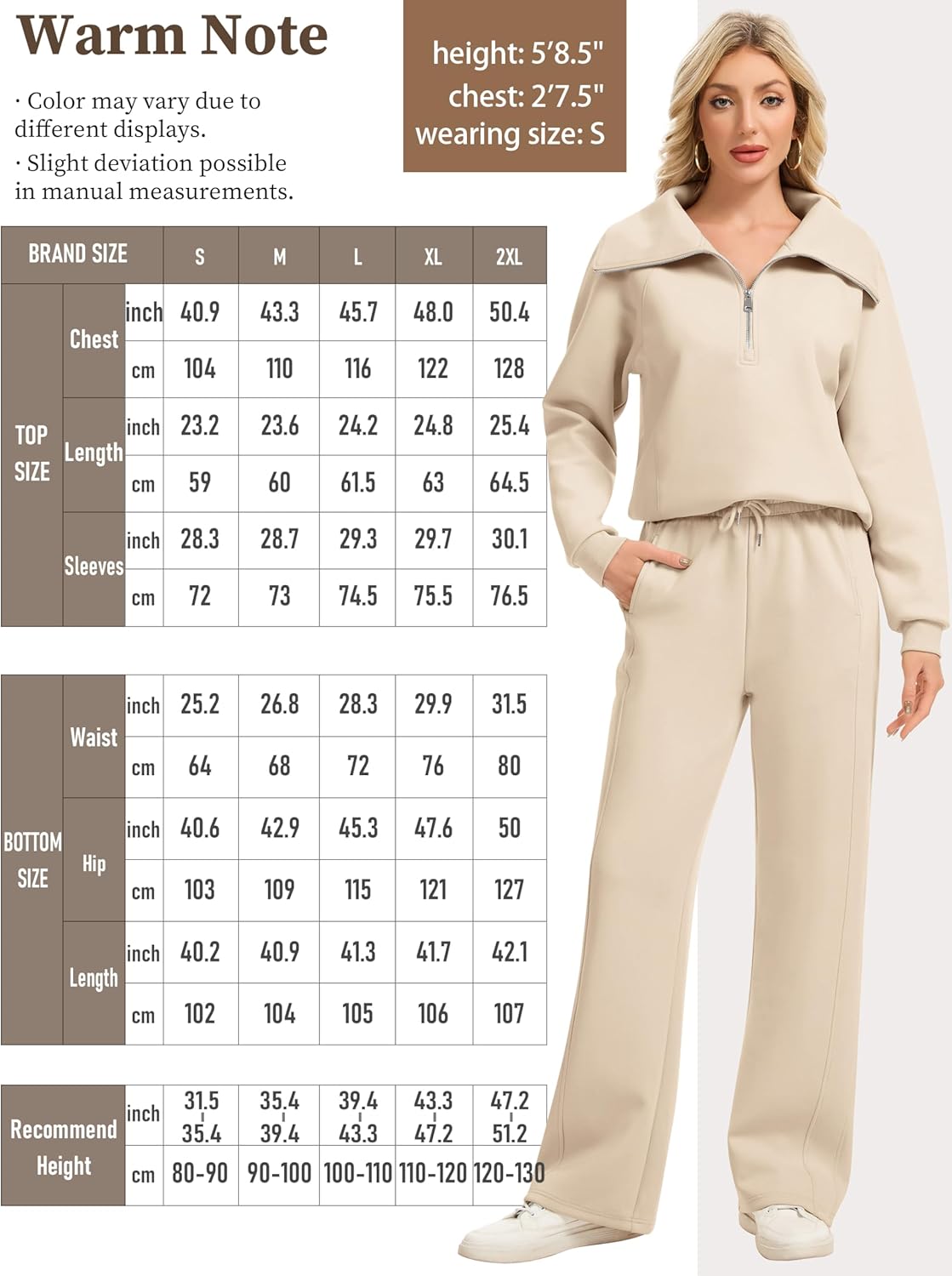Motarto Women's 2 Pcs Outfits Sweatsuit Set Oversized Lapel Half Zip Sweatshirt Wide Leg Sweatpants Lounge Matching Tracksuit - Image 2