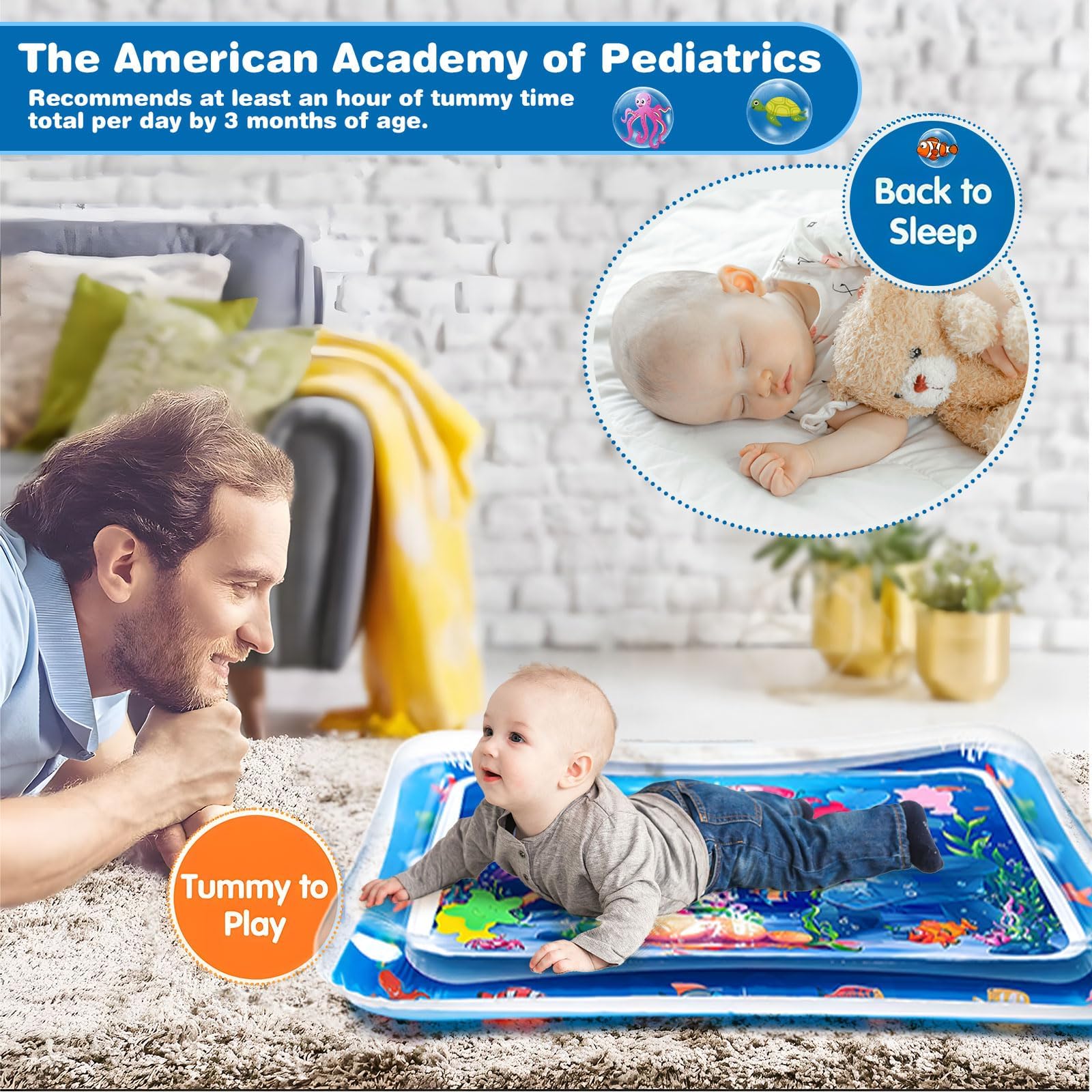 Tapis de Jeu Aquatique Gonflable Sans BPA pour Bébés 0-3 ans
