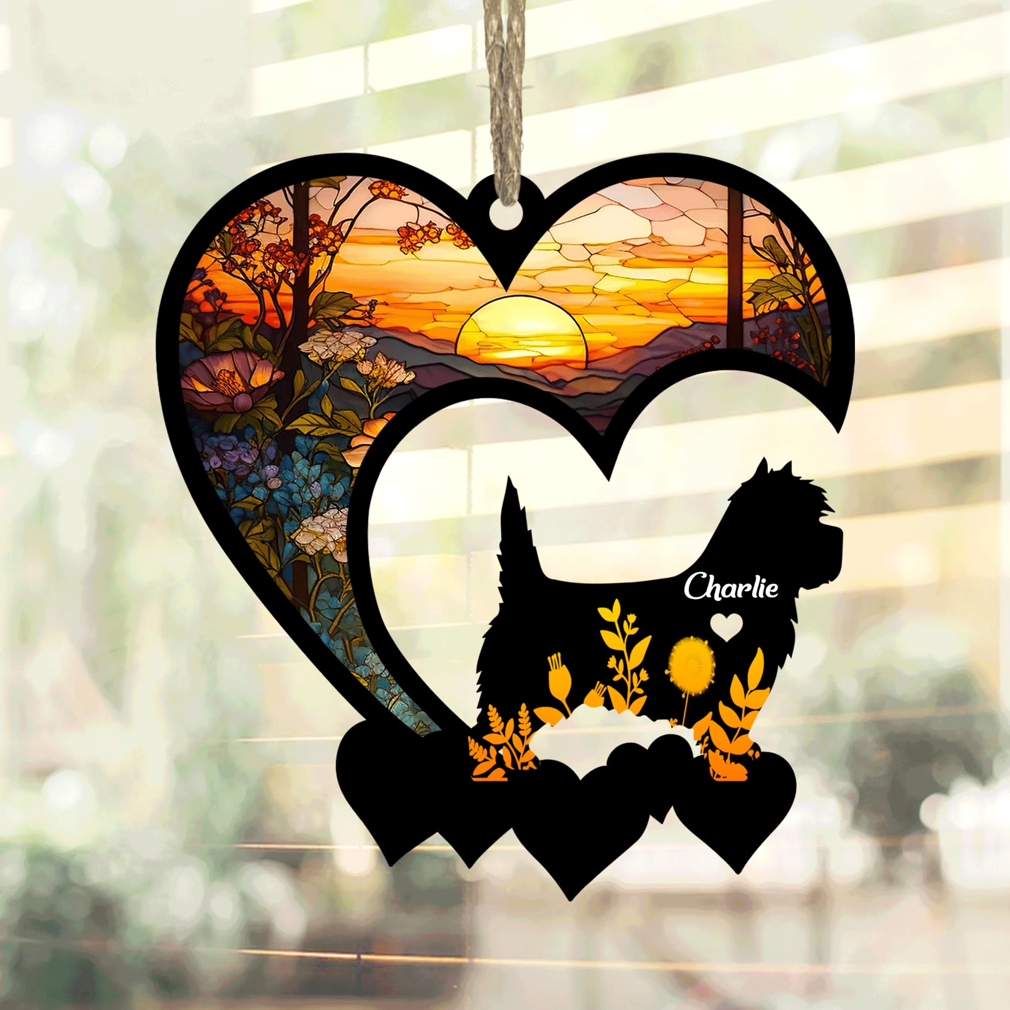 Lovely POD Cairn Terrier Suncatcher, Personalized Cairn Terrier Memorial with Name, Cairn Terrier Loss Suncatcher, Dog Remembrance Gift, Dog Memorial Ornament, Loss of Dog Sympathy Gift