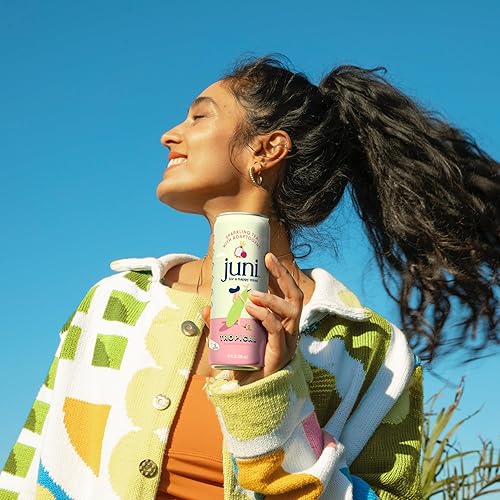 Miniatura 7 de Juni Té espumoso con adaptógenos, té tropical, cero azúcar, 5 calorías, té helado, cafeína natural del té verde, vegano, bebida adaptógena, latas de