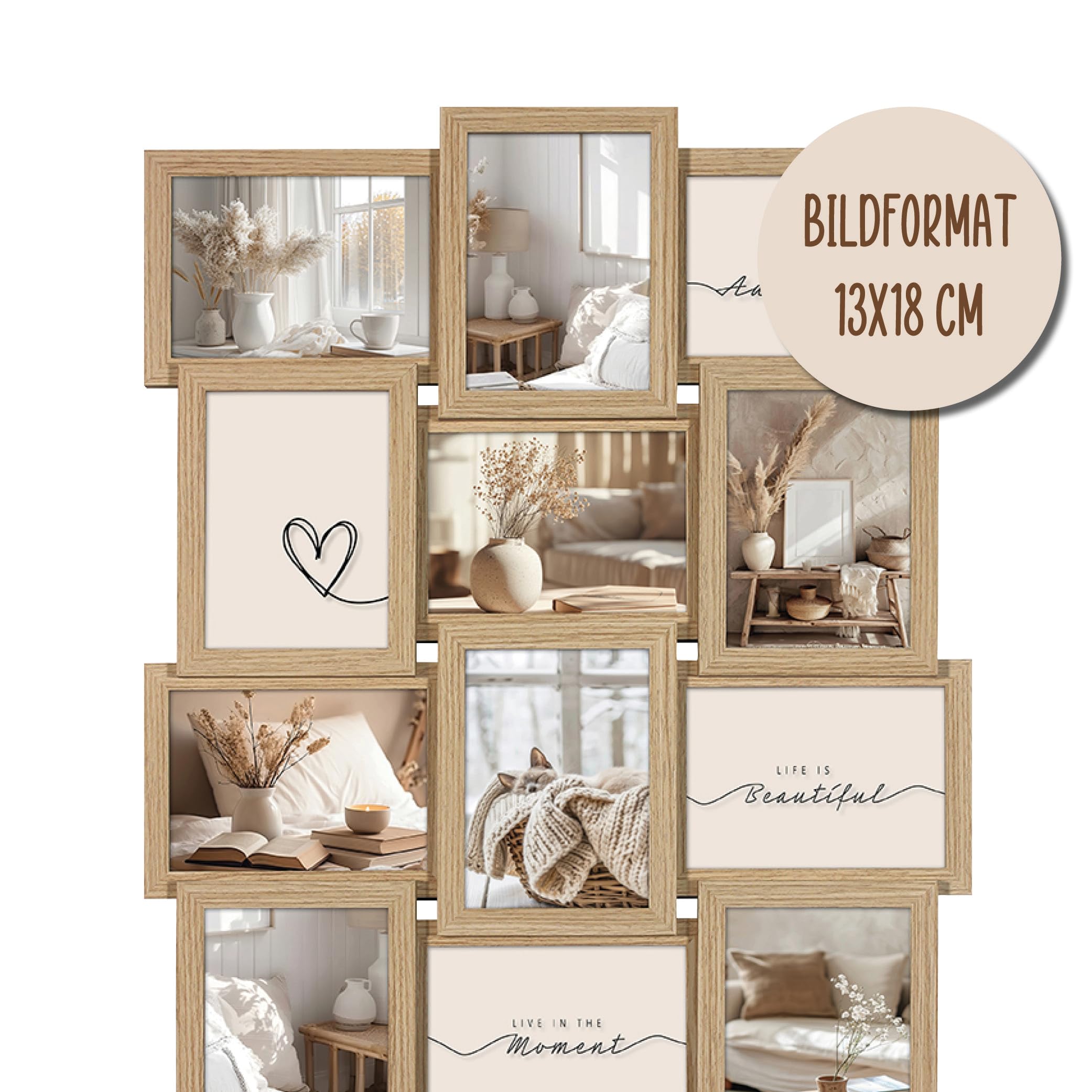 Wackadoo Cornice Portafoto Collage Bianca 13 X 18 Cm, Per 12 Immagini