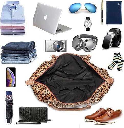 Miniatura 4 de Bolsa de fin de semana, bolsa de lona para mujer, bolsa de viaje grande, bolsas de fin de semana para la noche con correa para el hombro, vaca