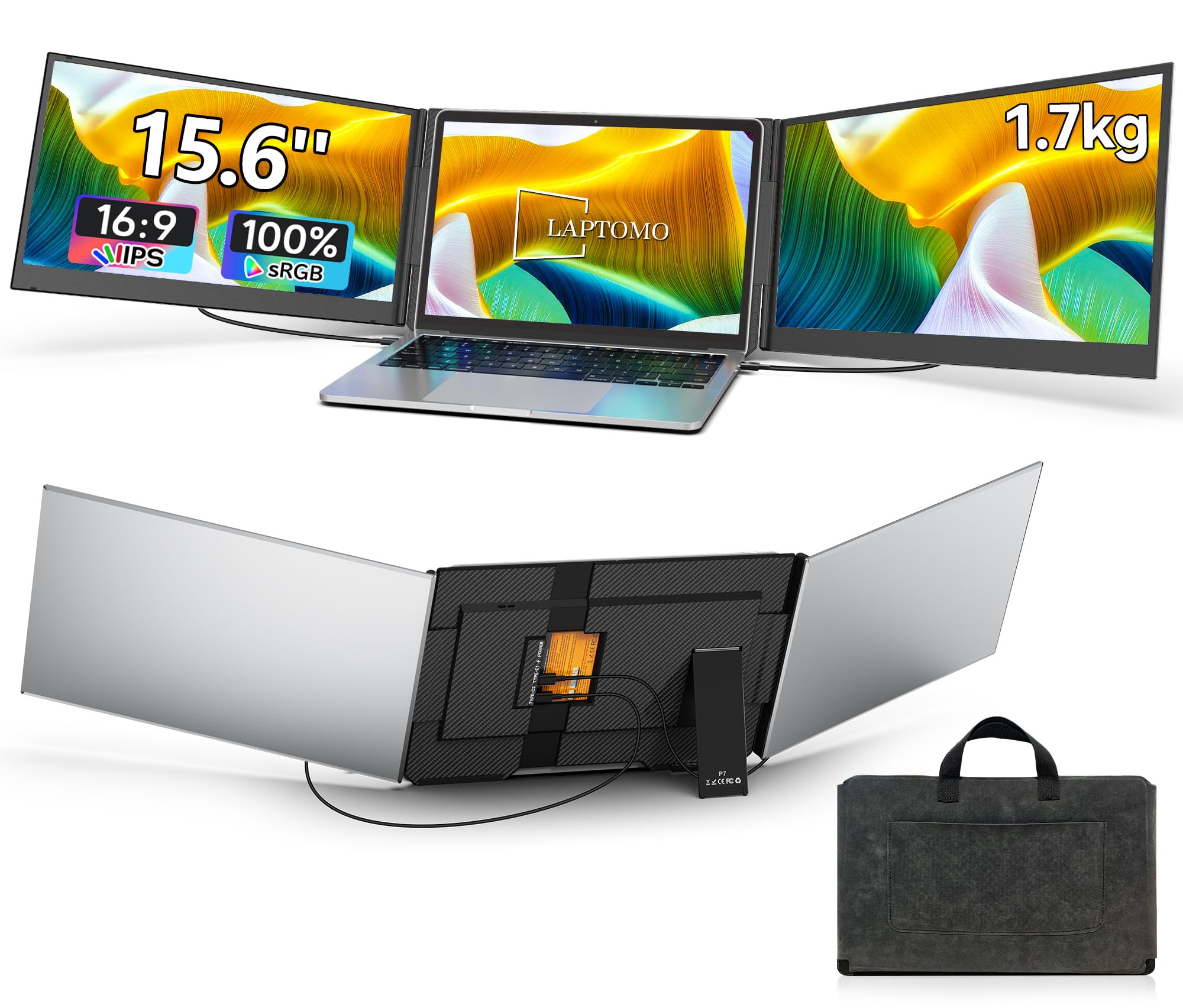 Amazon.co.jp: Laptomo トリプルモニター 15.6インチ FHD 1080P IPS